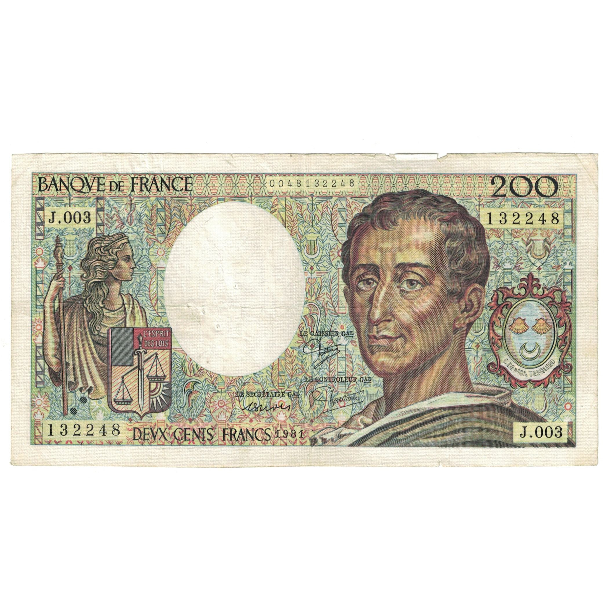 Francja, 200 Francs, Montesquieu, 1981, J.003 132248, VF(30-35), Fayette:70.1