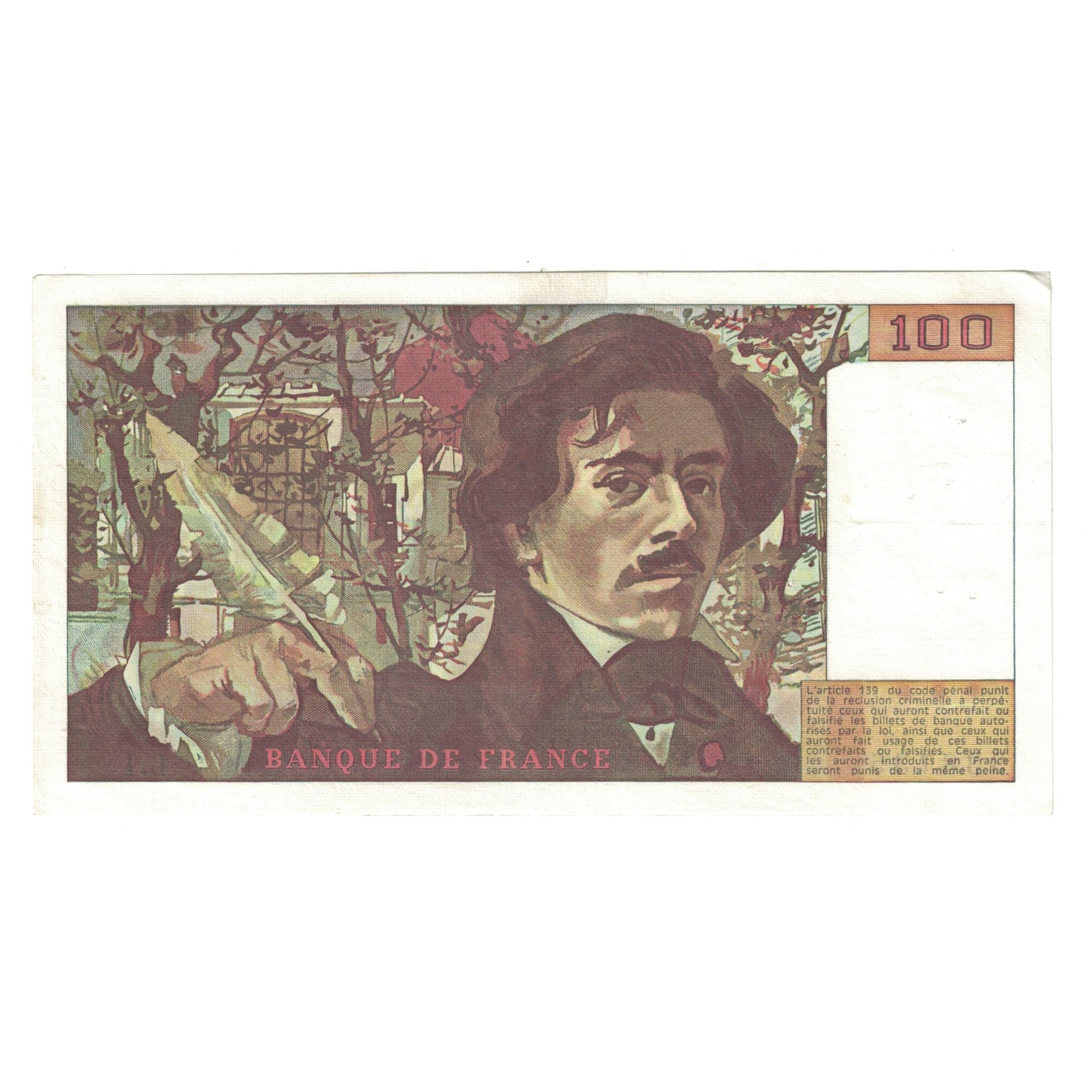 France, 100 Francs, Delacroix, 1978, L.1 338735, UNC(60-62), Fayette:68.01