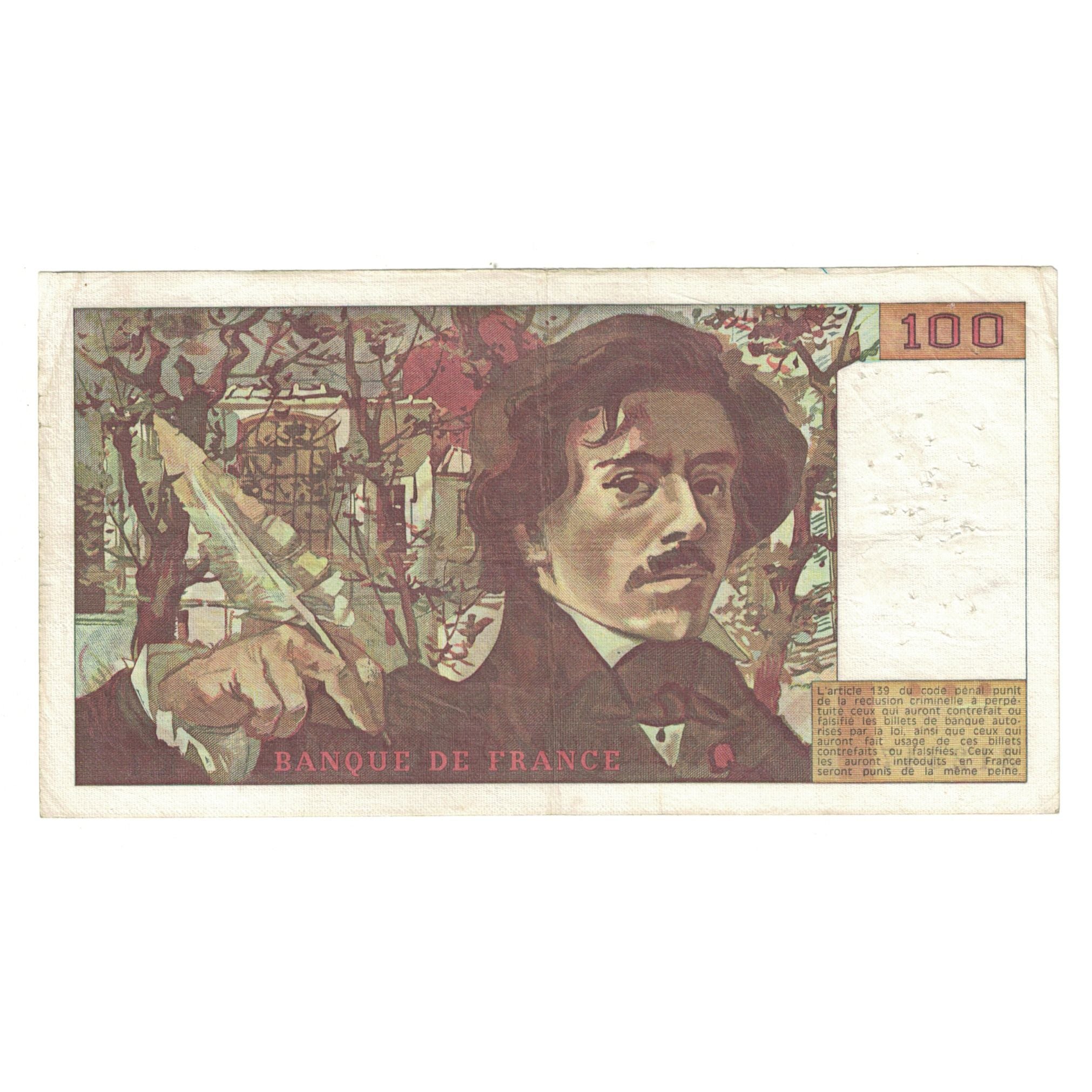 Francia, 100 Francs, Delacroix, 1978, K.1 312347, BC, Fayette:68.01, KM:154h