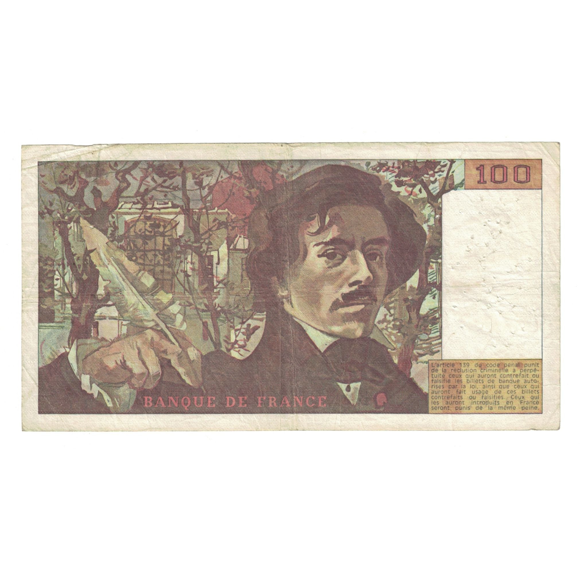 França, 100 Francs, Delacroix, 1978, R.1 223467, VF(20-25), Fayette:69.01e