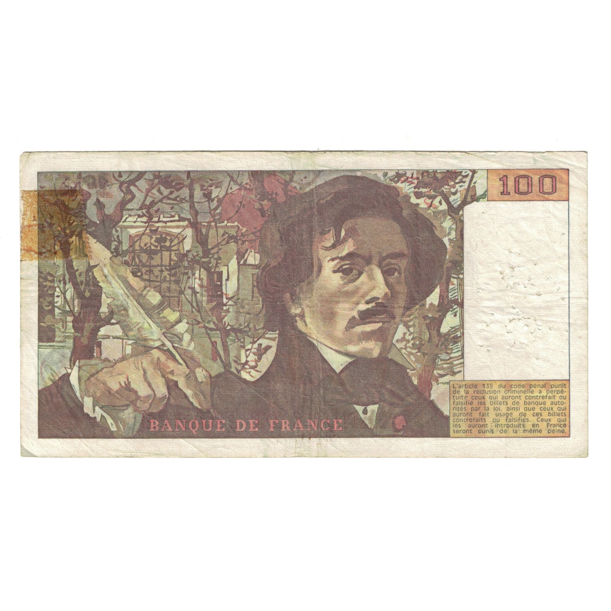 Frankrijk, 100 Francs, Delacroix, 1978, R.5 244010, TB, Fayette:69.01b, KM:154h