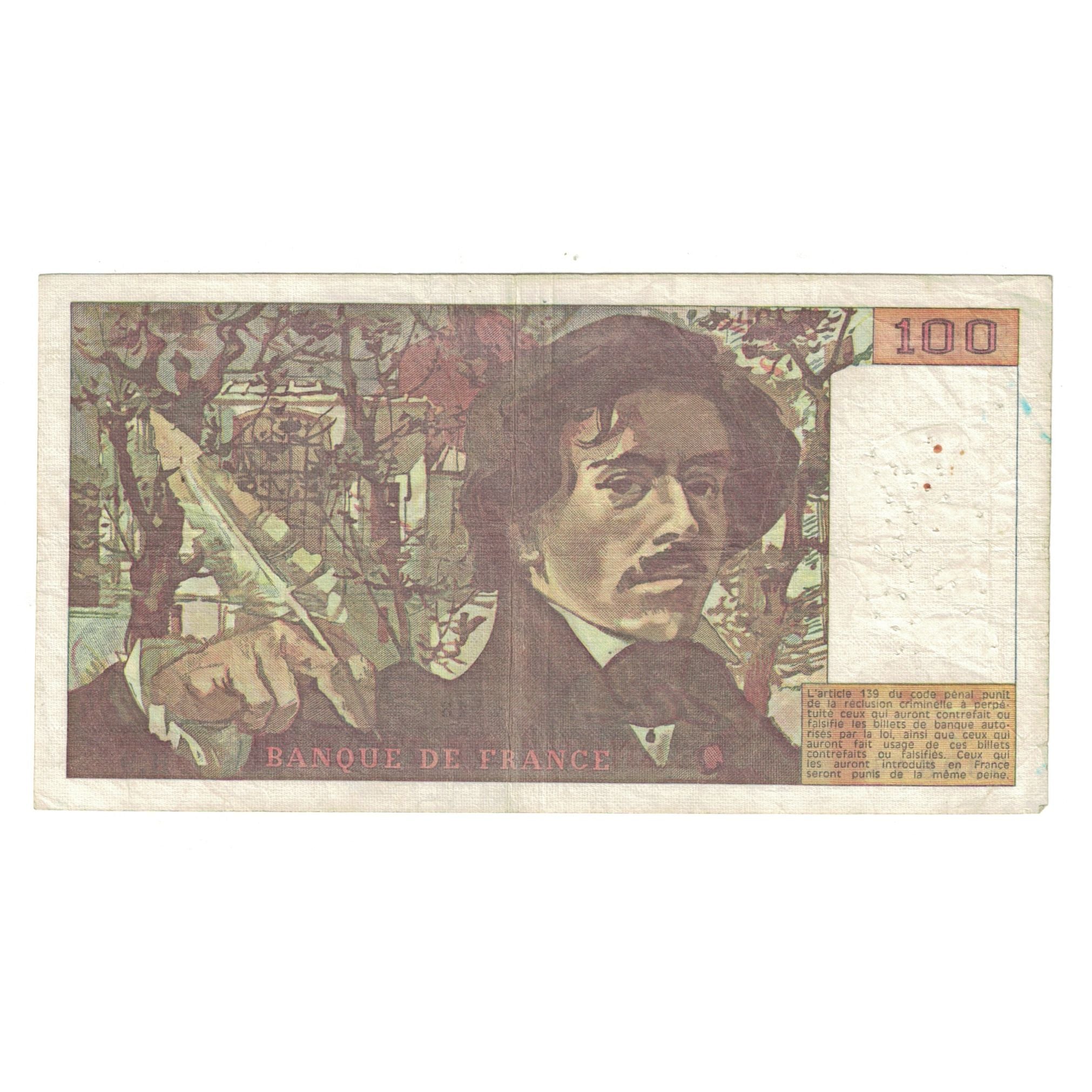 Francja, 100 Francs, Delacroix, 1978, H.9 330844, VF(20-25), Fayette:69.01g