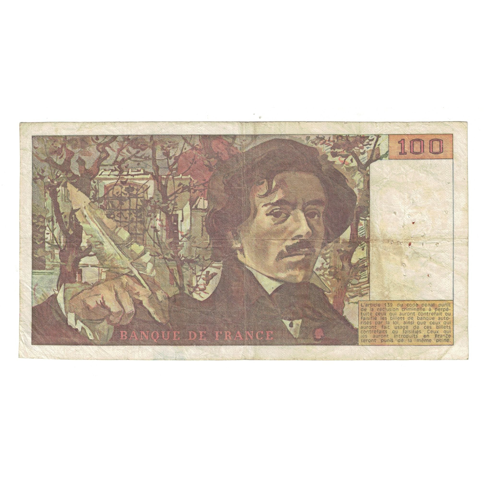 Francia, 100 Francs, Delacroix, 1978, X.8 483768, BC, Fayette:69.01e, KM:154h