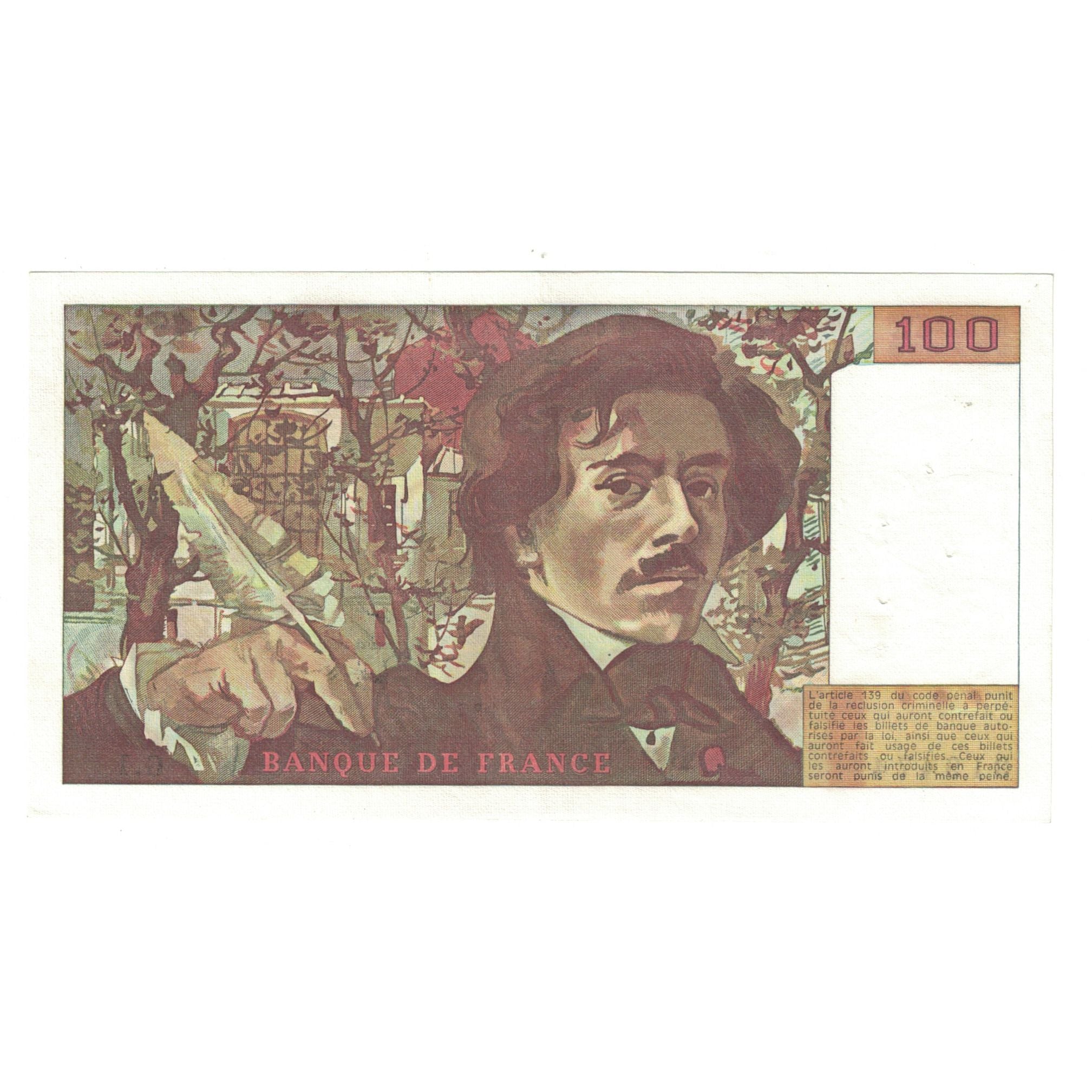 Francia, 100 Francs, Delacroix, 1978, G.1 319474, MBC+, Fayette:69.01e, KM:154h