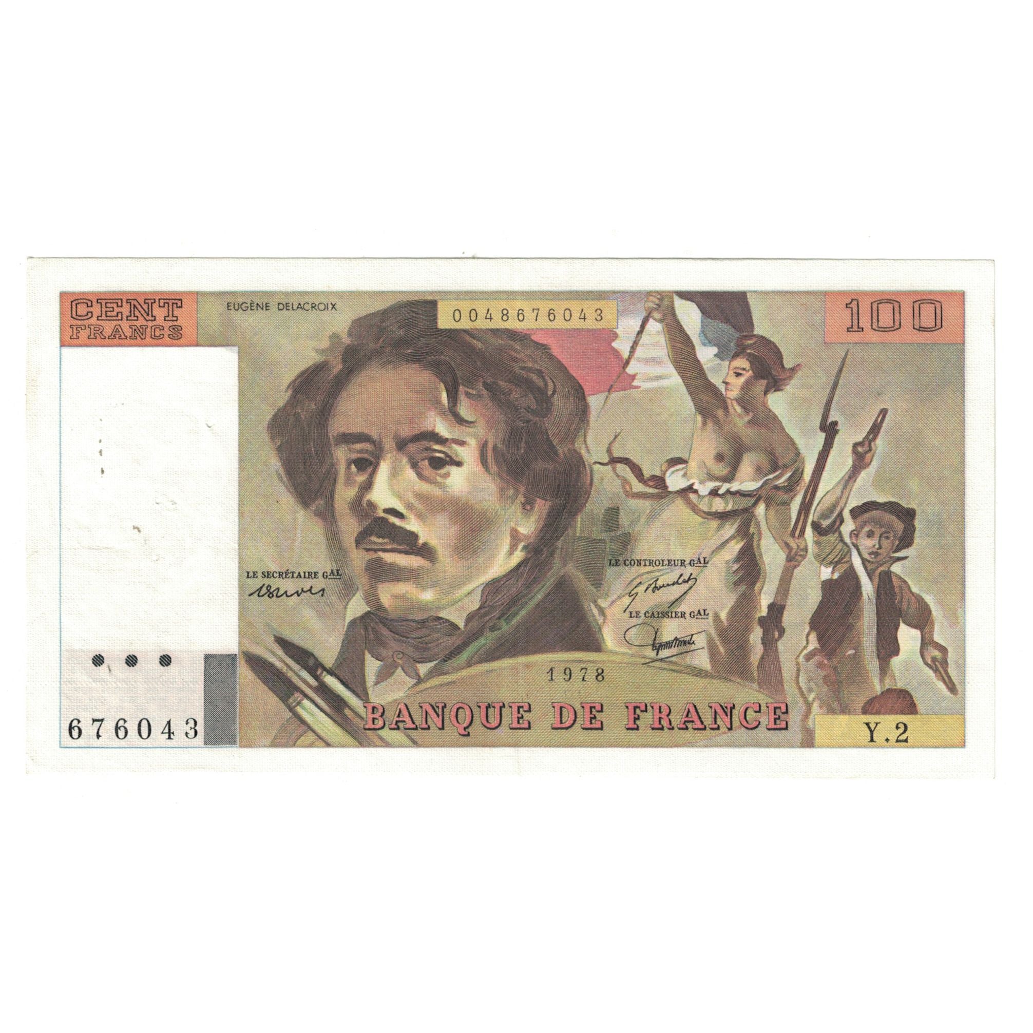 França, 100 Francs, Delacroix, 1978, Y.2676043, EF(40-45), Fayette:68.2