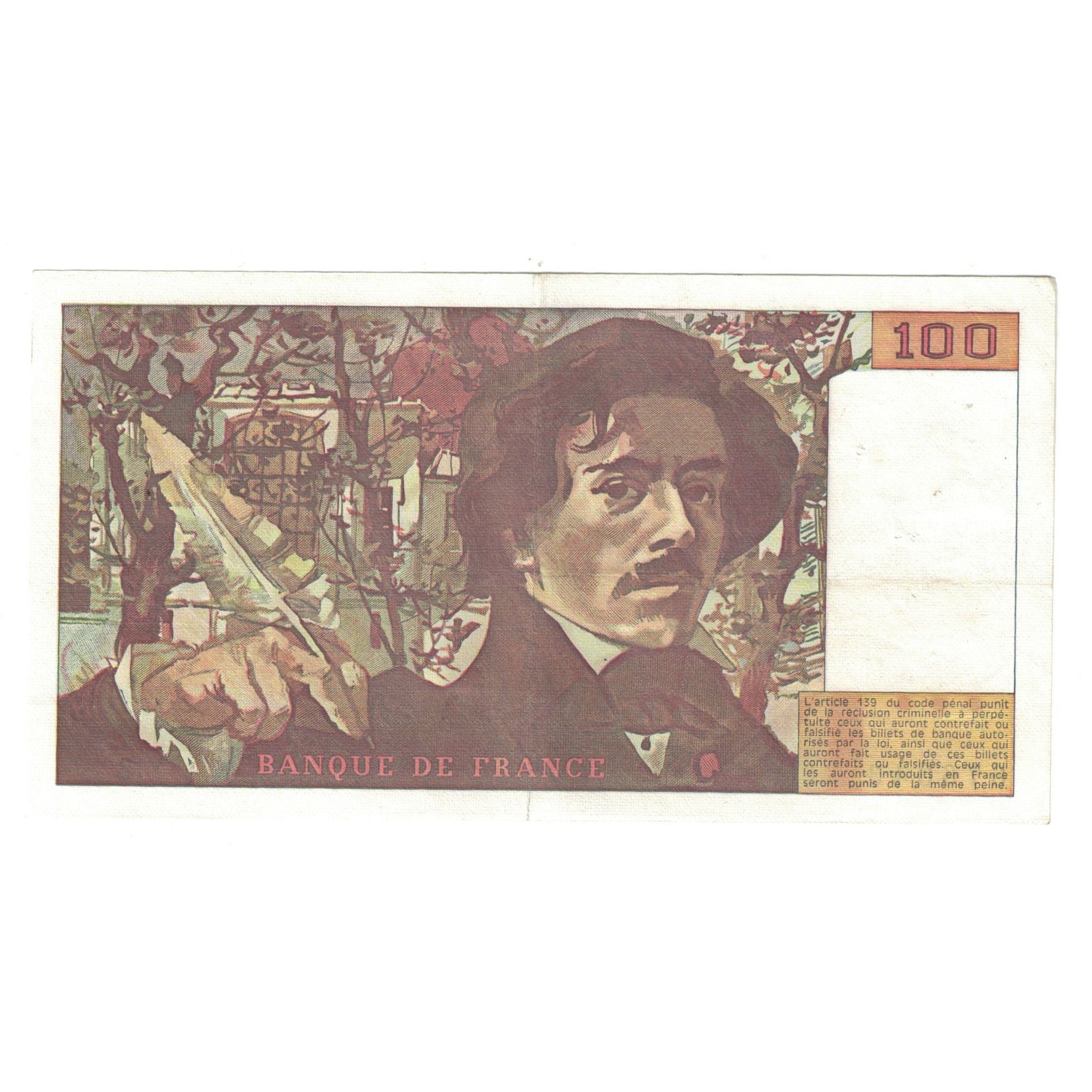 França, 100 Francs, Delacroix, 1978, Y.2676043, EF(40-45), Fayette:68.2
