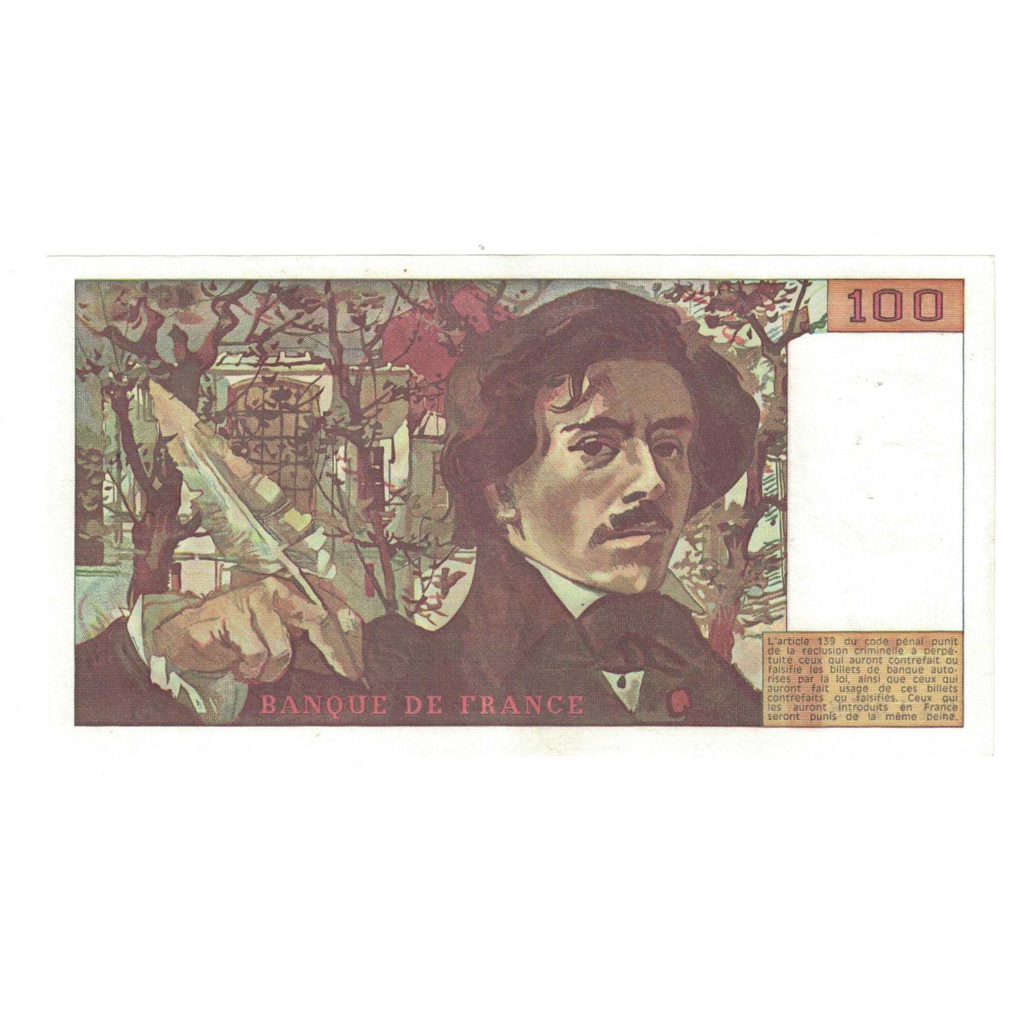 France, 100 Francs, Delacroix, 1978, P.1341478, UNC(63), Fayette:68.01, KM:154h