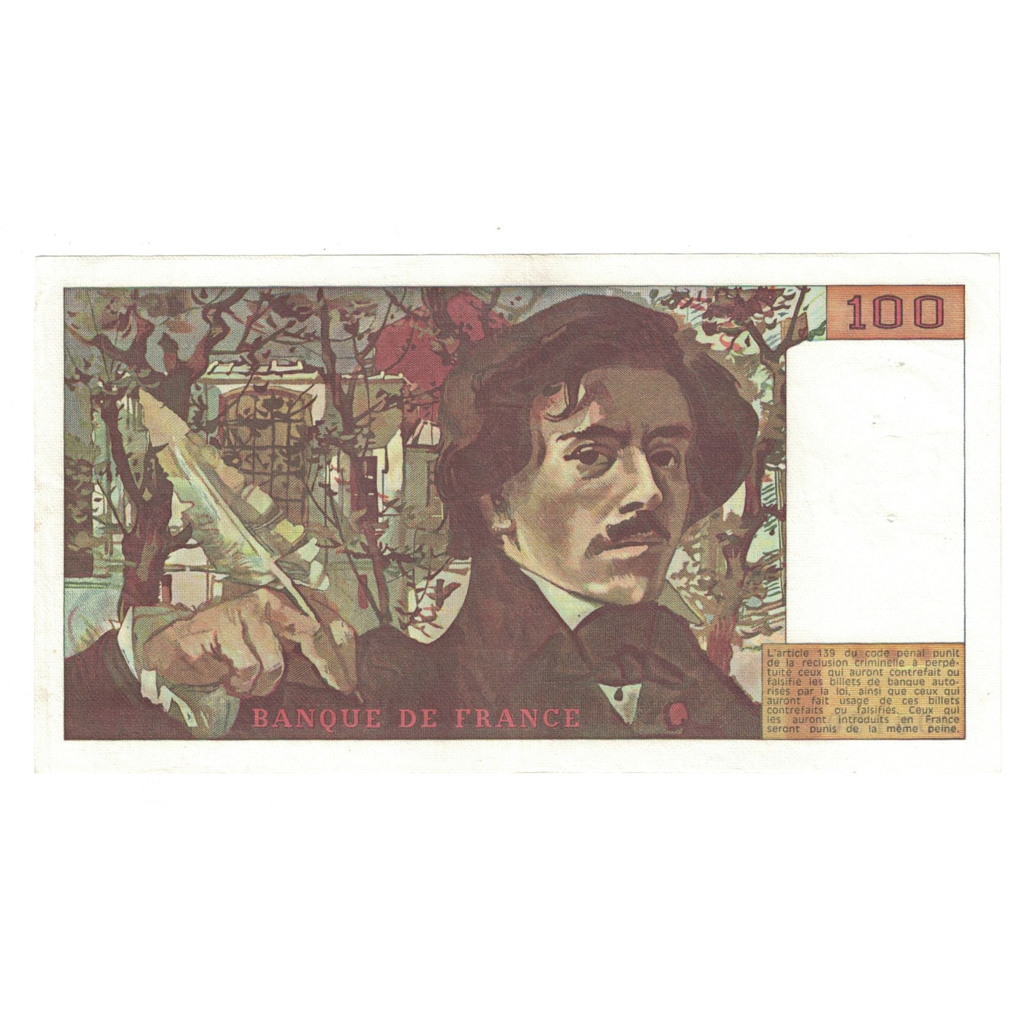 Francja, 100 Francs, Delacroix, 1978, L.1306150, AU(50-53), Fayette:68.01