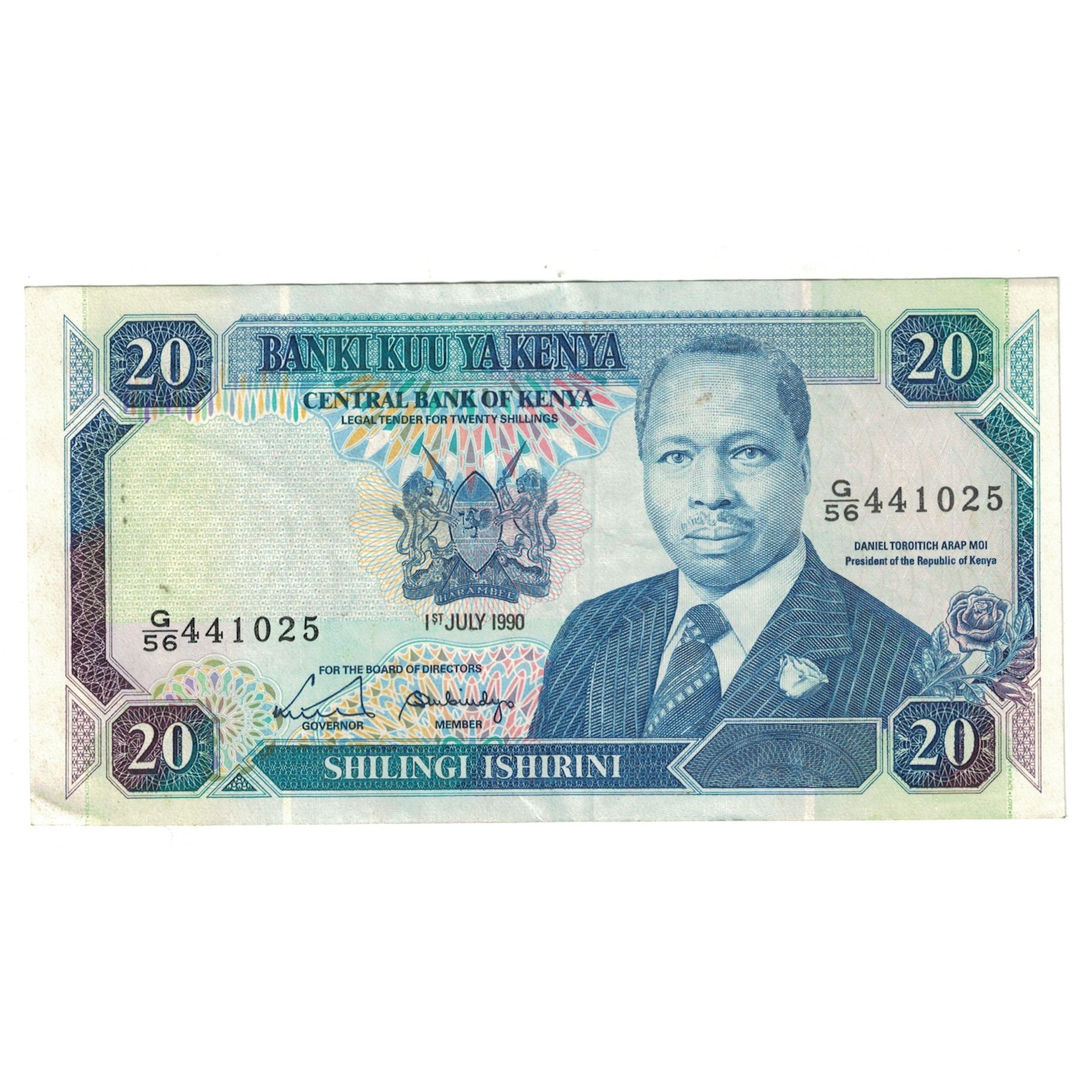 Billet, Kenya, 20 Shillings, 1990, 1990-07-01, KM:25c, SUP