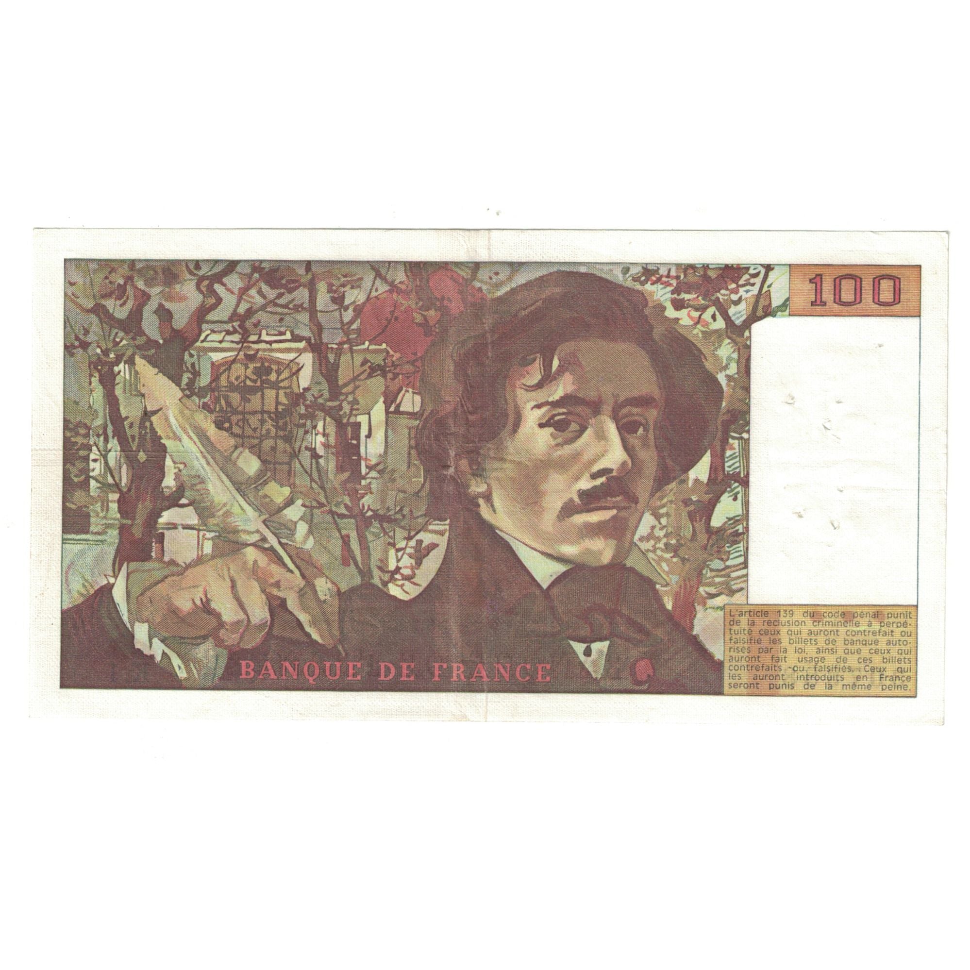 Francja, 100 Francs, Delacroix, 1978, K.1307388, AU(50-53), Fayette:68.1