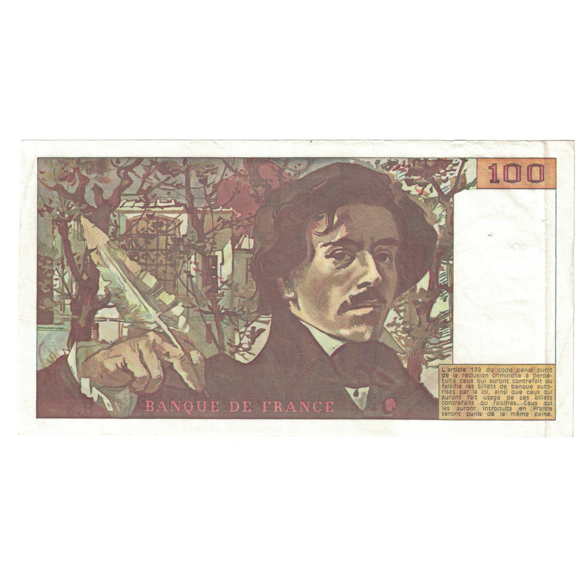Francia, 100 Francs, Delacroix, 1978, H.3595445, MBC, Fayette:68.3, KM:154a