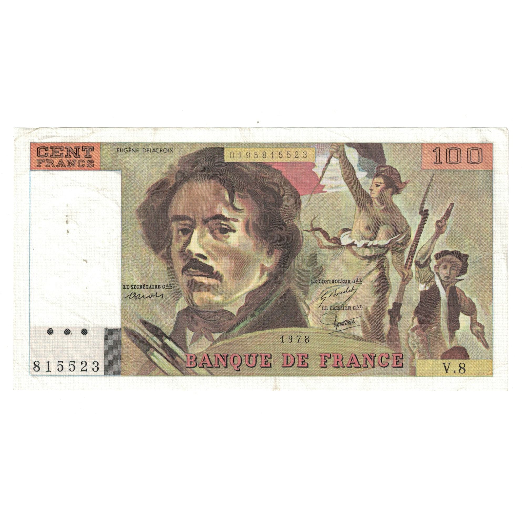 Francja, 100 Francs, Delacroix, 1978, V.8815523, EF(40-45), Fayette:69.01e