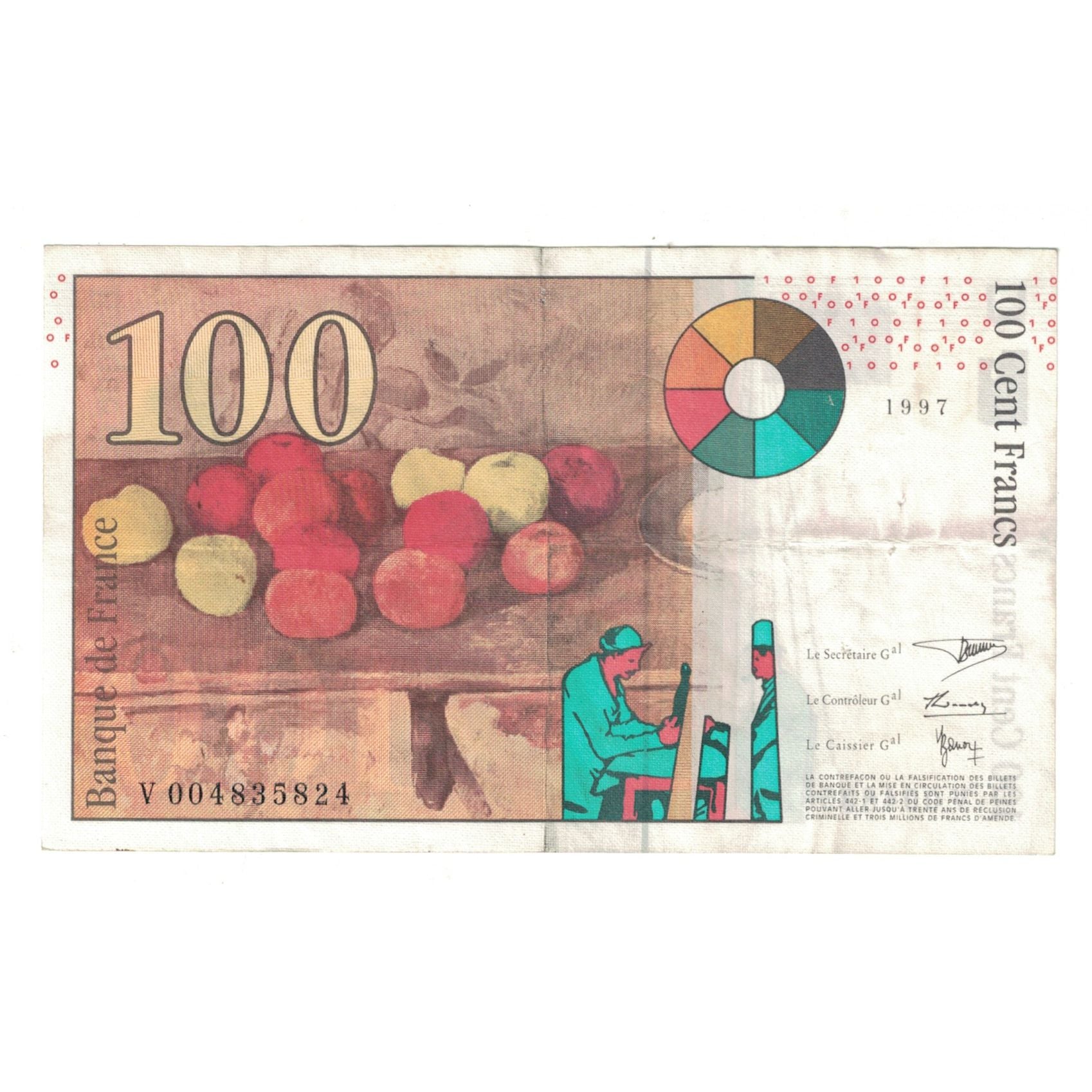 França, 100 Francs, Cézanne, 1997, V004835824, EF(40-45), Fayette:74.01