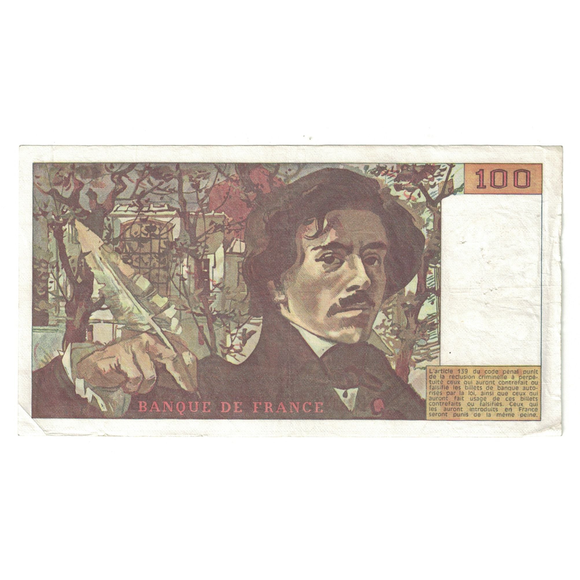 France, 100 Francs, Delacroix, 1978, T.7220178, EF(40-45), Fayette:69.01d