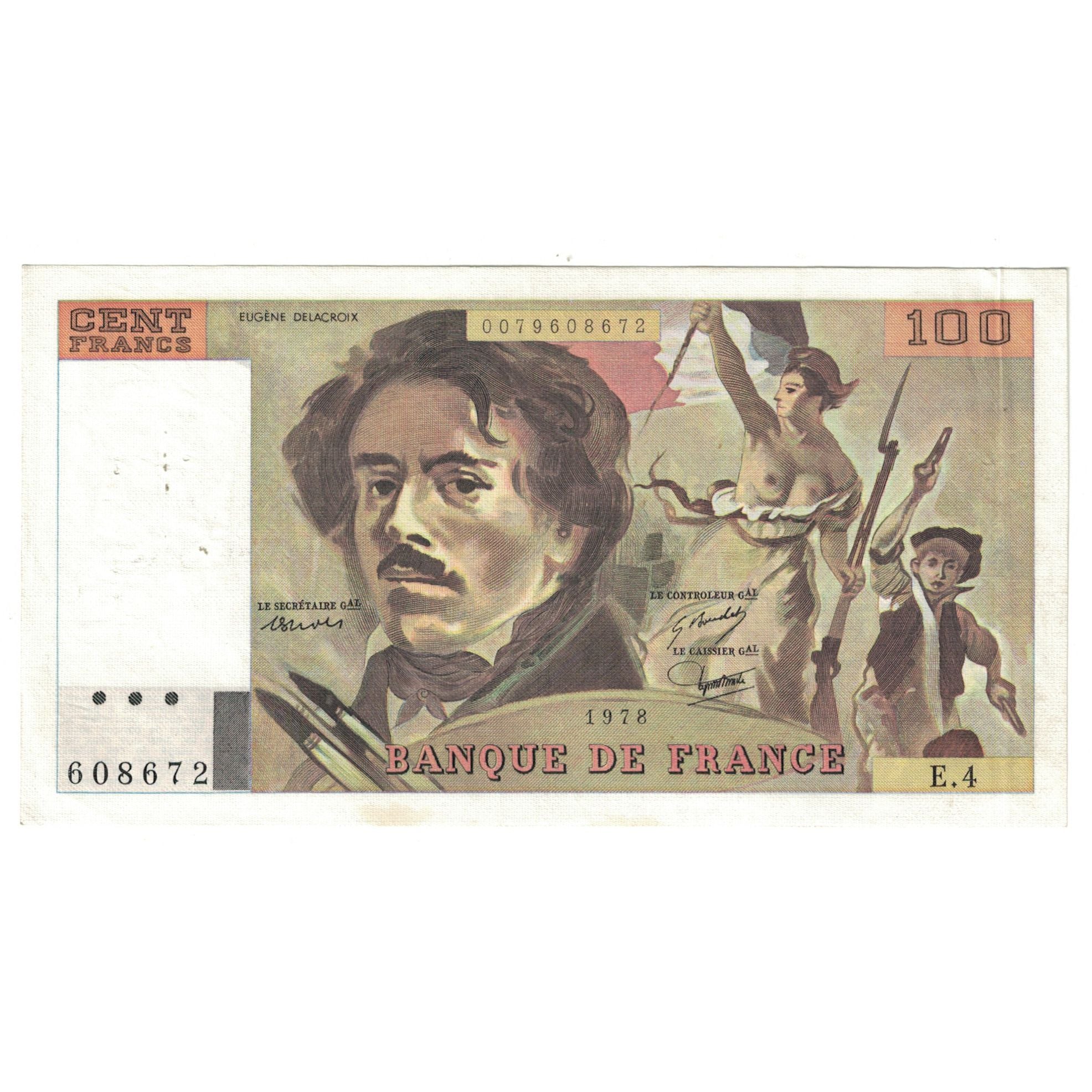 Francia, 100 Francs, Delacroix, 1978, E.4608672, MBC+, Fayette:69.1c, KM:154a