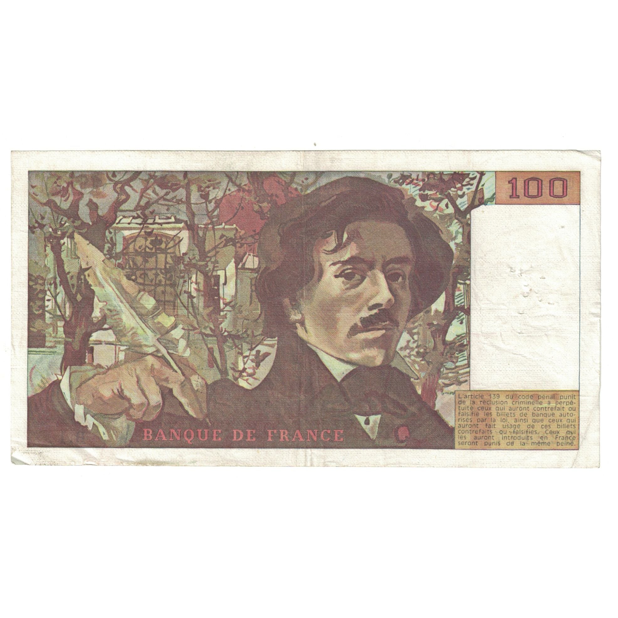 França, 100 Francs, Delacroix, 1978, B.1322177, EF(40-45), Fayette:68.1