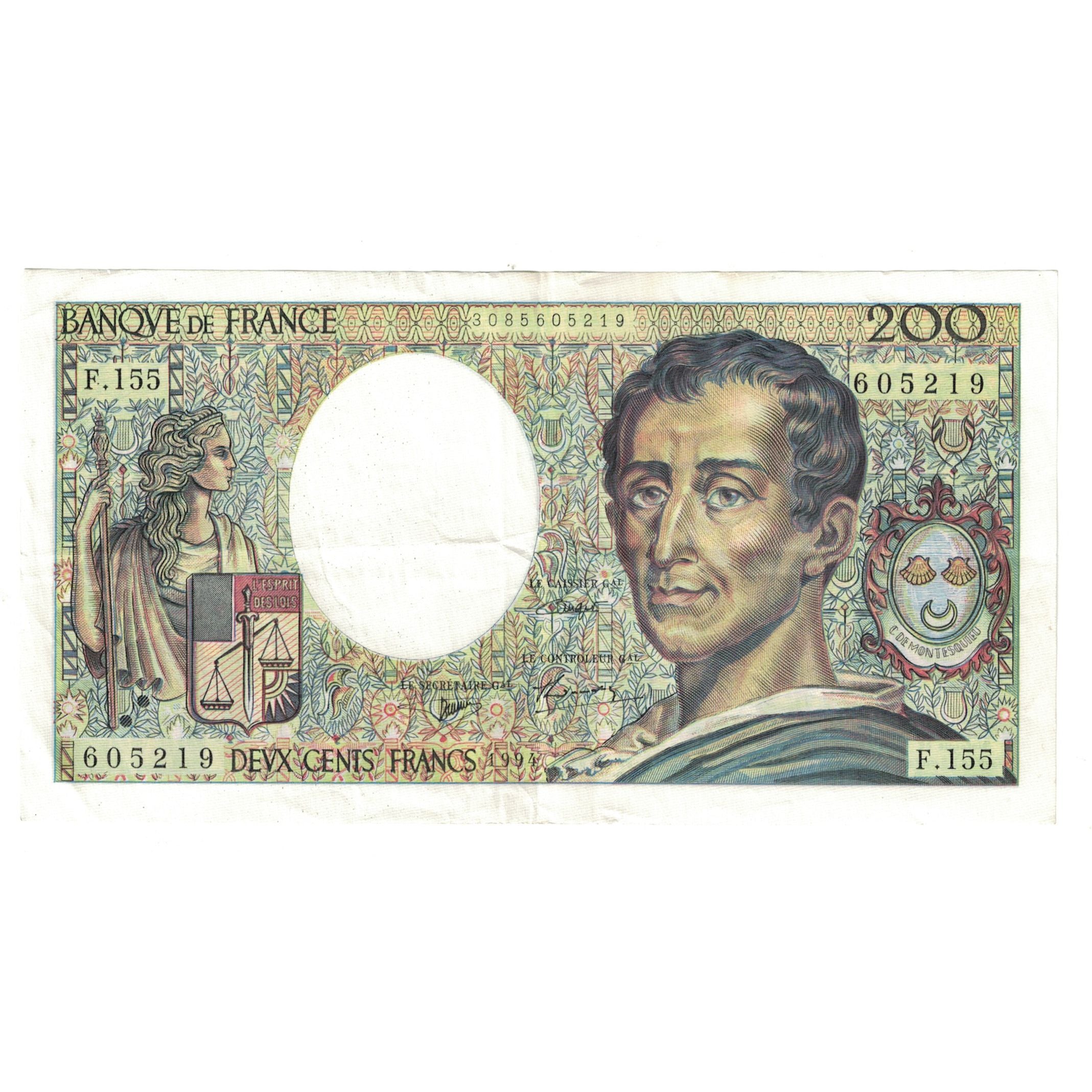 Francja, 200 Francs, Montesquieu, 1994, F.155605219, AU(55-58), Fayette:70/2.01