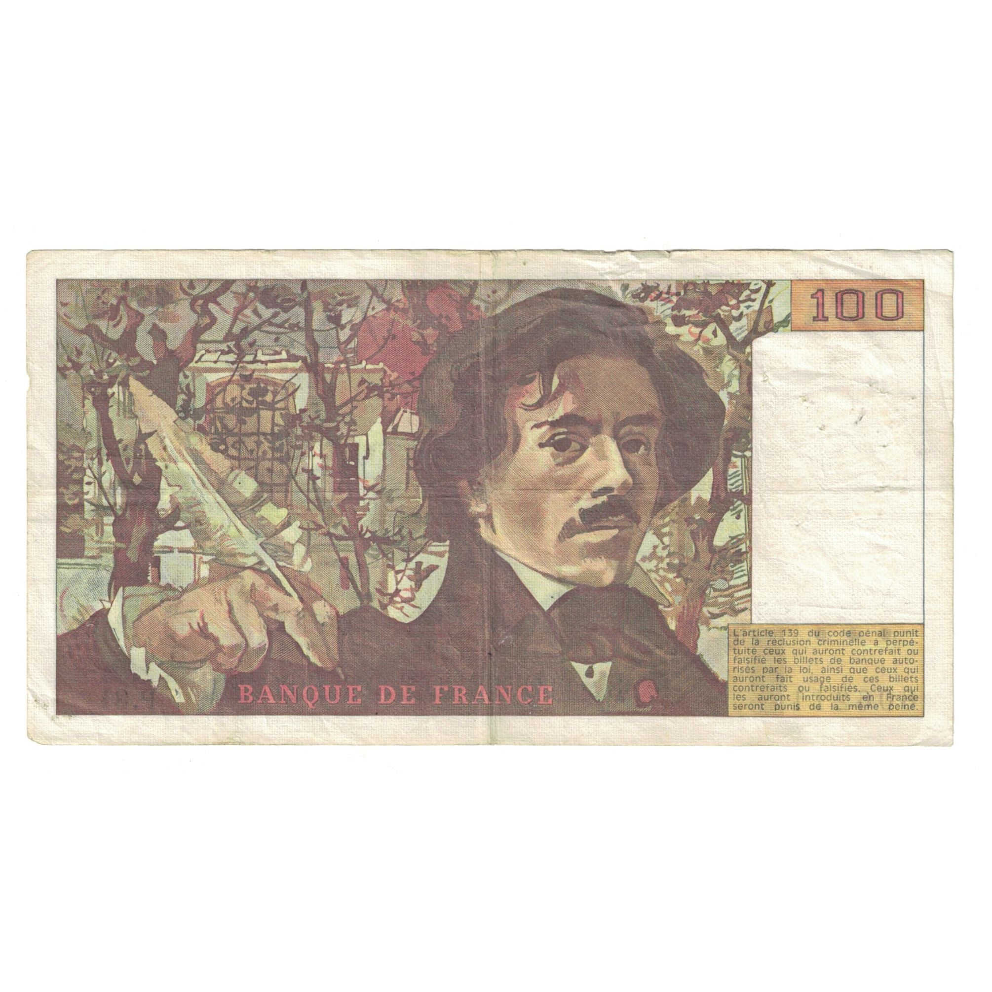 France, 100 Francs, Delacroix, 1984, P.81606211, VF(30-35), Fayette:69.8b