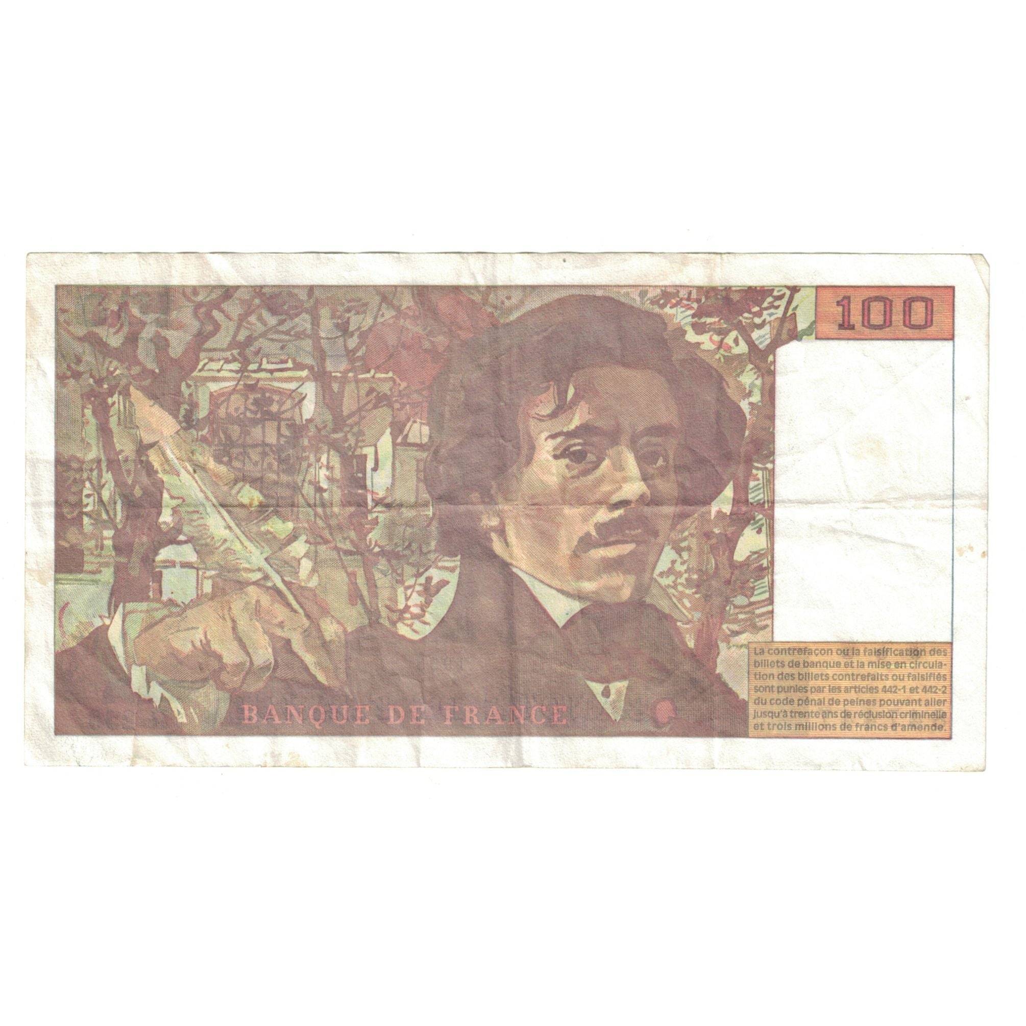 France, 100 Francs, Delacroix, 1995, R.259847447, EF(40-45), Fayette:69 ter 2a