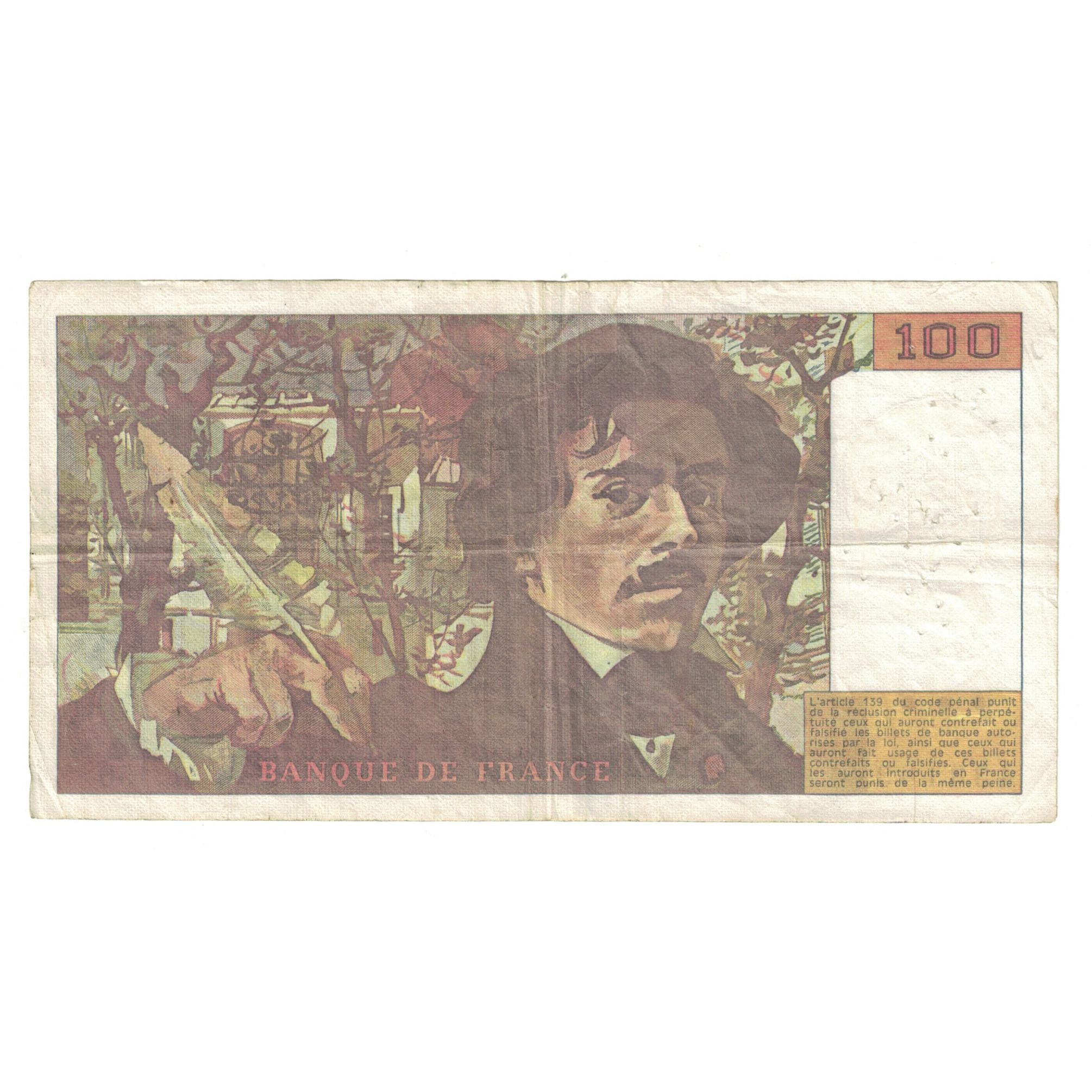 France, 100 Francs, Delacroix, 1990, L.150433183, VF(30-35), Fayette:69 bis 2c)