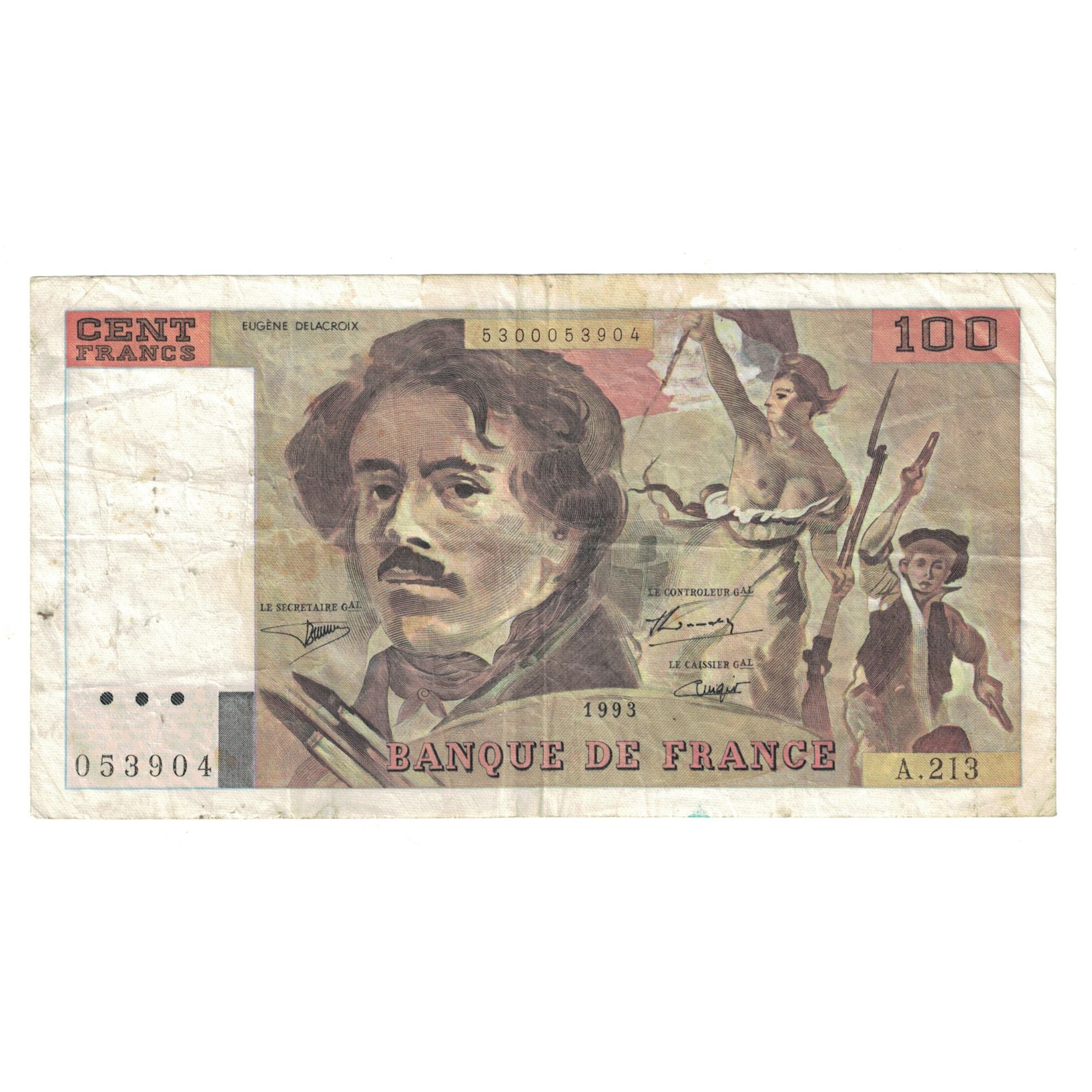 France, 100 Francs, Delacroix, 1993, A.213053904, VF(20-25), Fayette:69BIS05