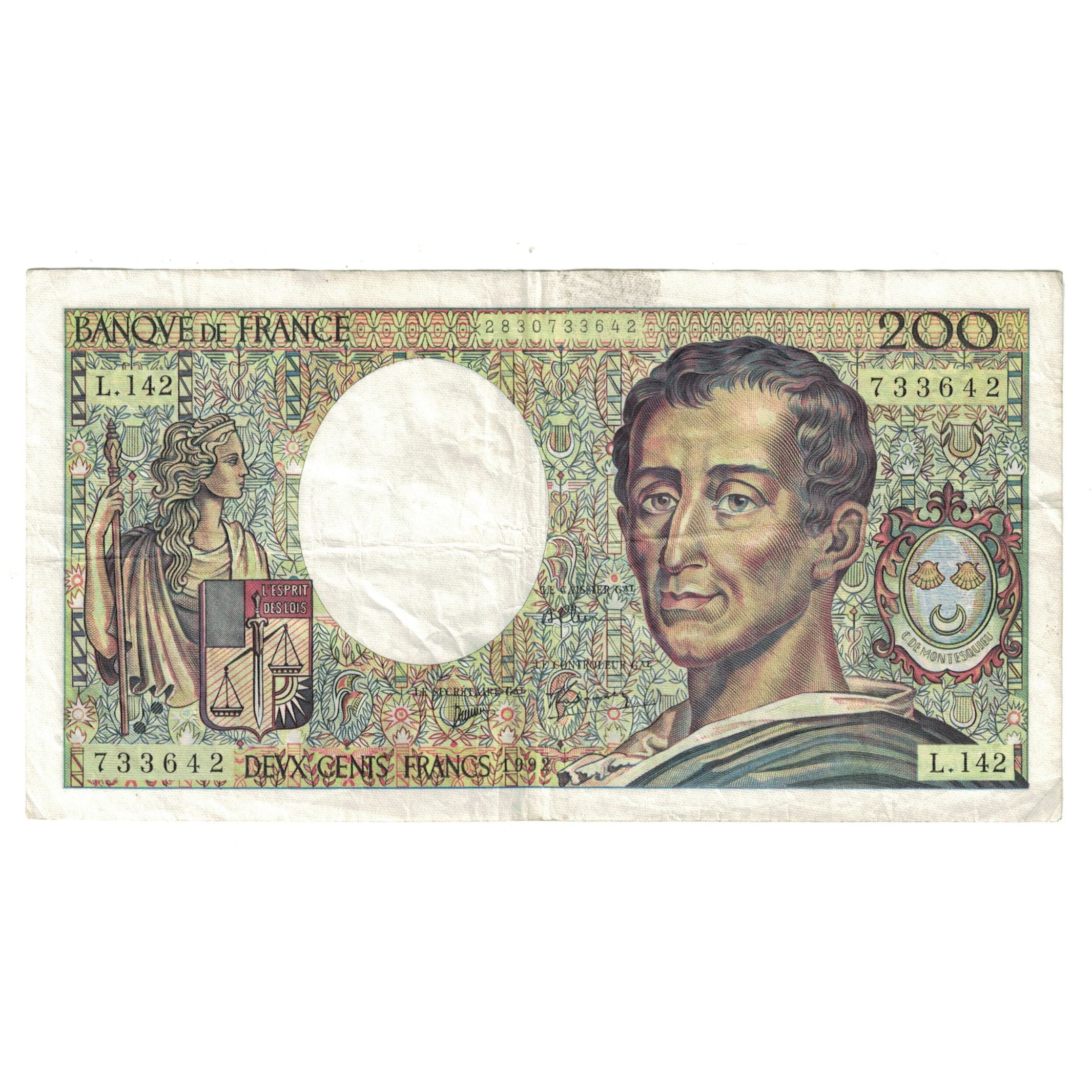 Francja, 200 Francs, Montesquieu, 1992, L.142733642, EF(40-45), Fayette:70.12c