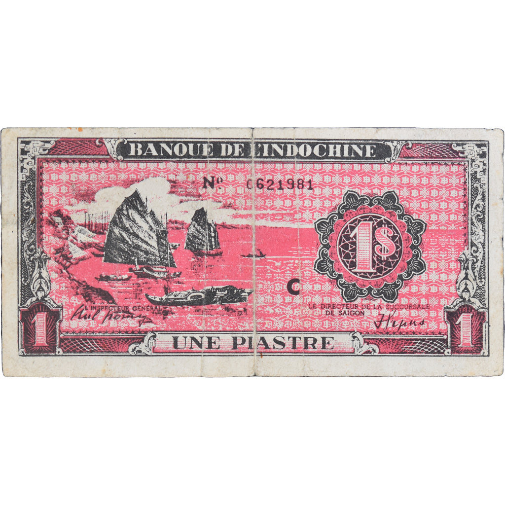 Banknot, Indochina, 1 Piastre, Vers 1948, VF(20-25)
