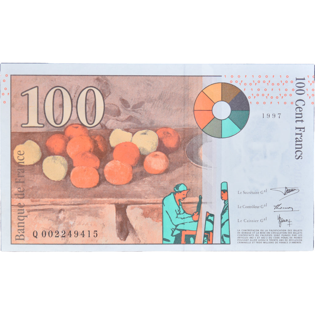 France, 100 Francs, Cézanne, 1997, Q 002249415, NEUF, Fayette:74.01, KM:158a
