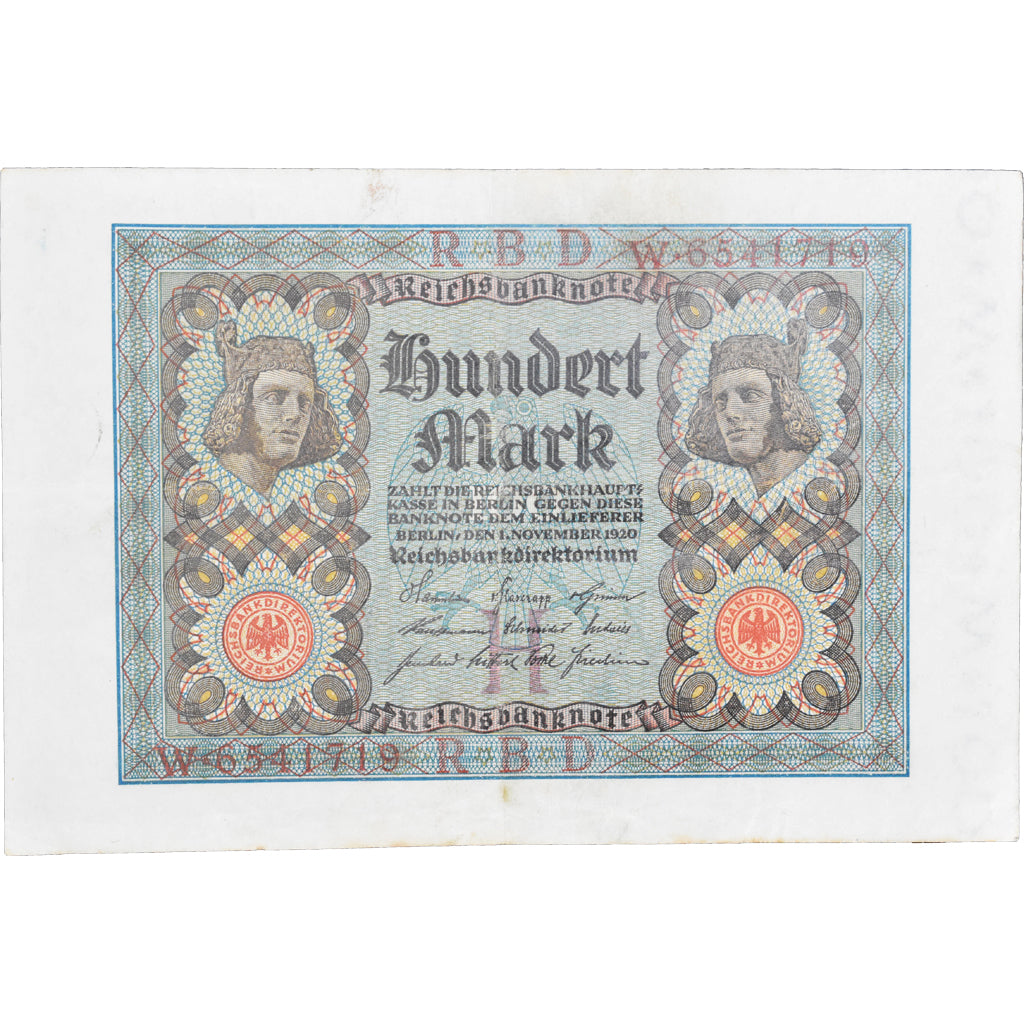 Banknot, Niemcy, 100 Mark, 1920, 1920-11-01, KM:69b, EF(40-45)