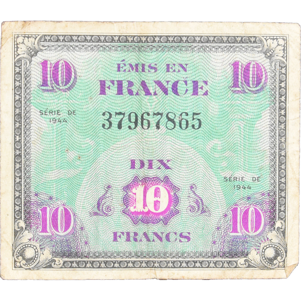 Frankreich, 10 Francs, Flag/France, 1944, 37967865, S, Fayette:VF18.01, KM:116a