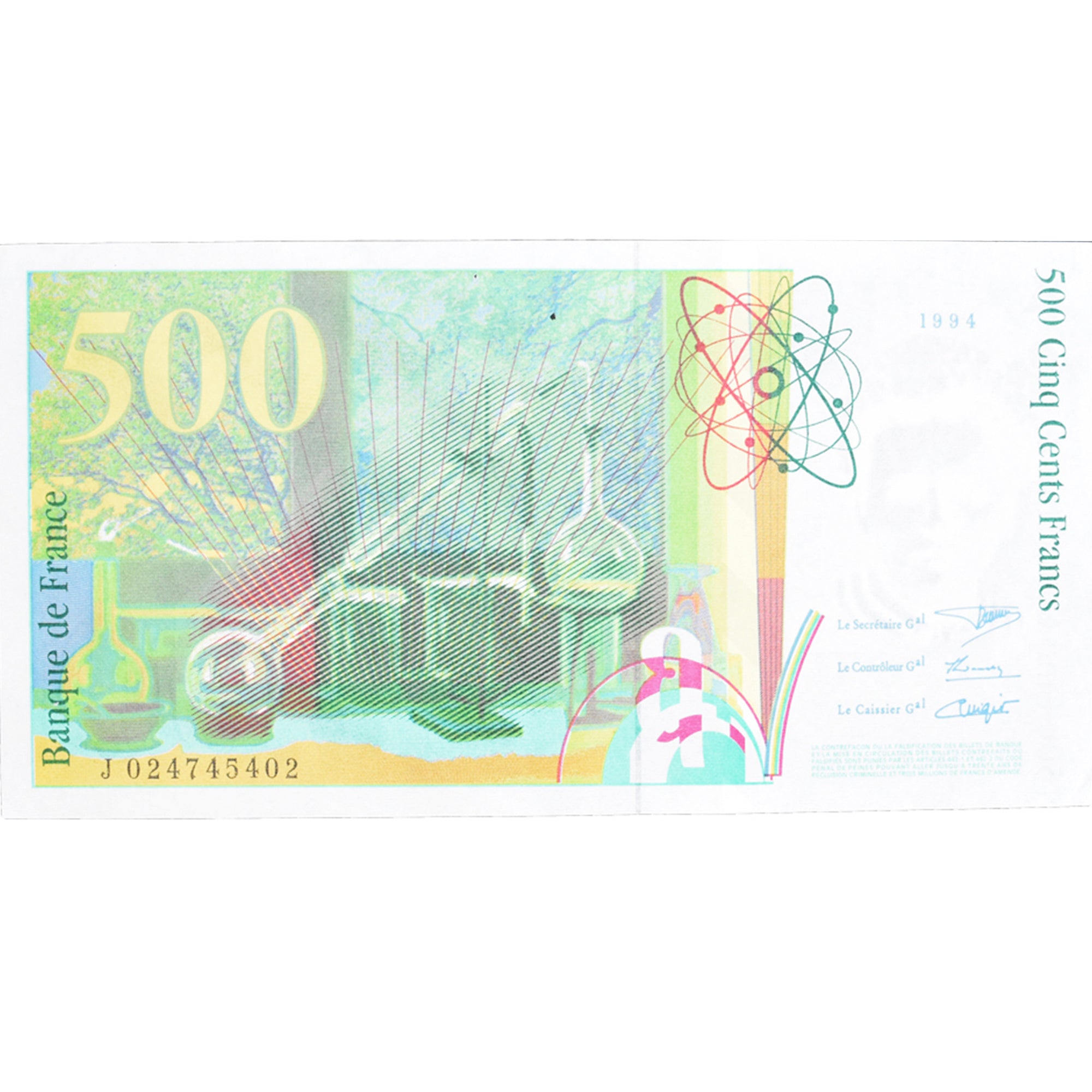 Francia, 500 Francs, Pierre et Marie Curie, 1994, J 024745402, UNC