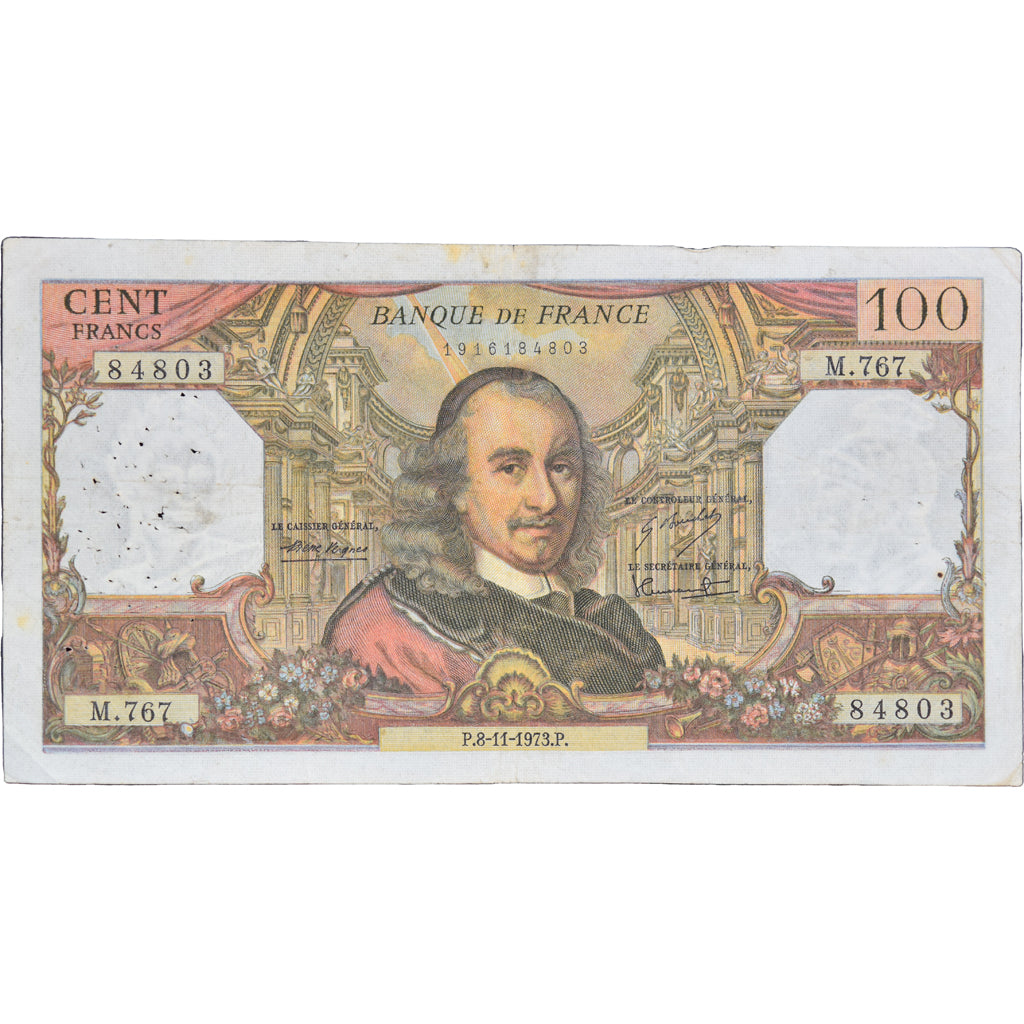 France, 100 Francs, Corneille, 1973, M.76784803, TB, Fayette:65.44, KM:149d