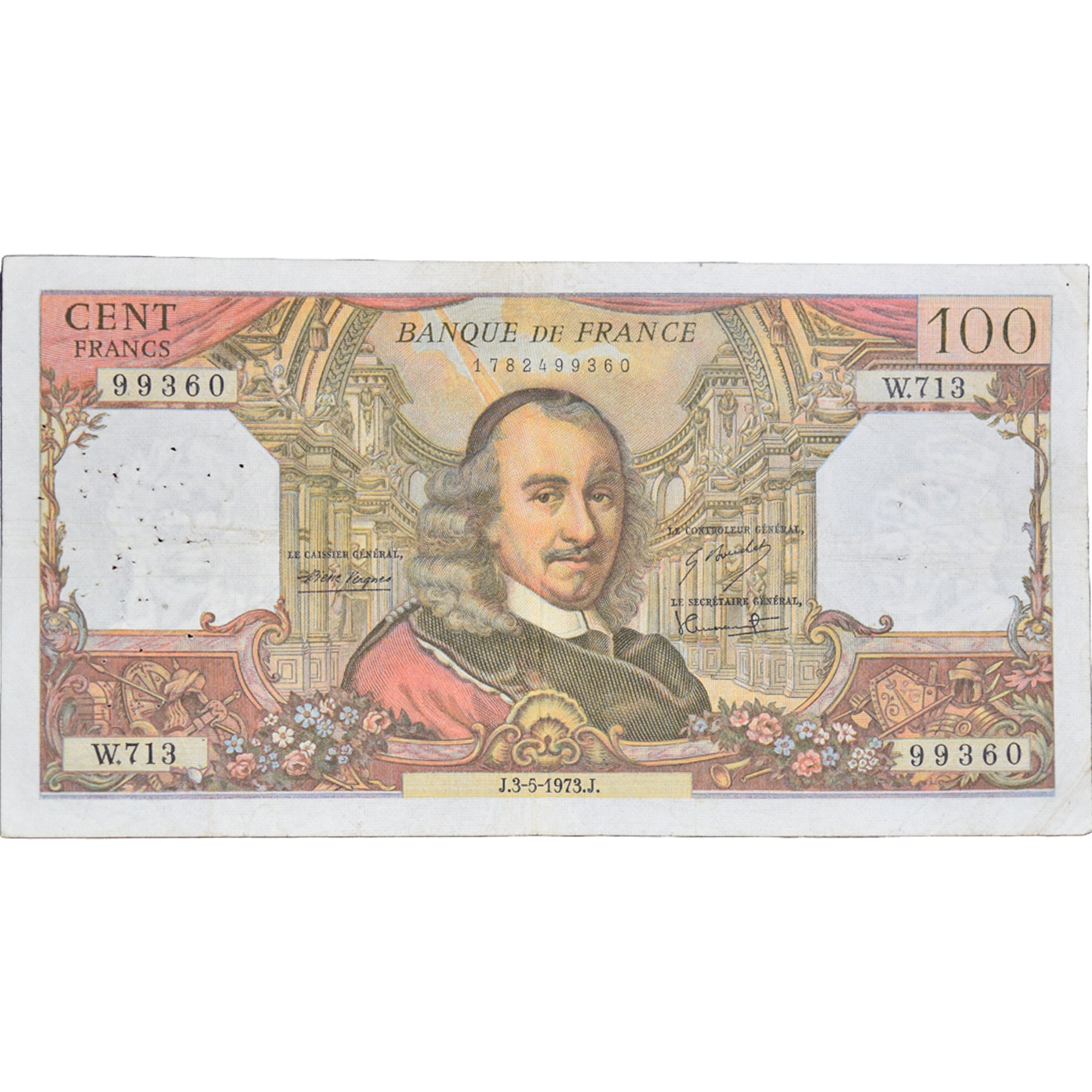 France, 100 Francs, Corneille, 1973, W.71399360, VF(30-35), Fayette:65.42