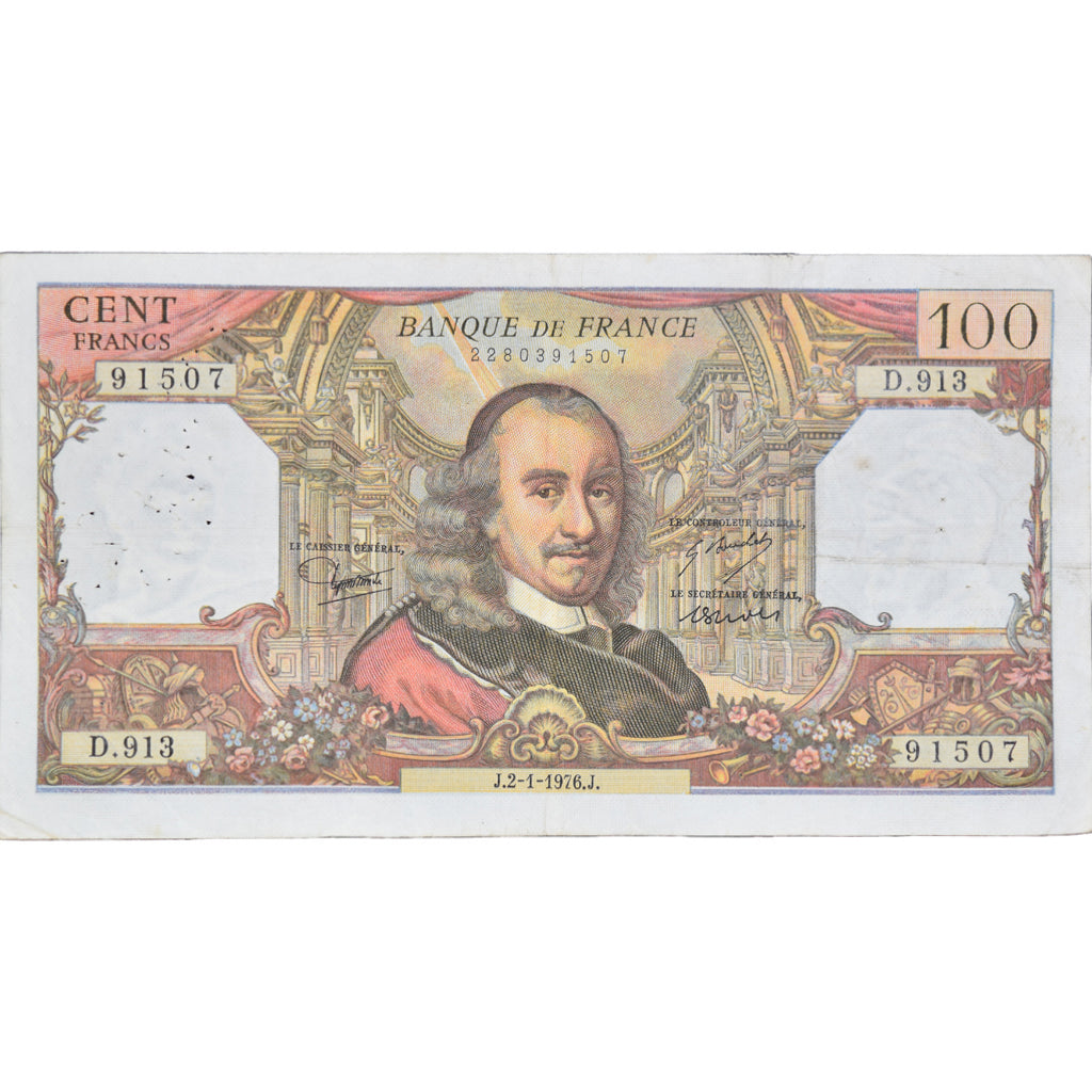 France, 100 Francs, Corneille, 1976, D.91391507, TB, Fayette:65.51, KM:149f