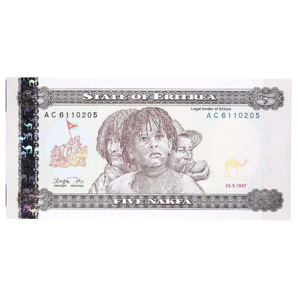Billet, Érythrée, 5 Nakfa, 1997, 1997-05-24, KM:2, NEUF