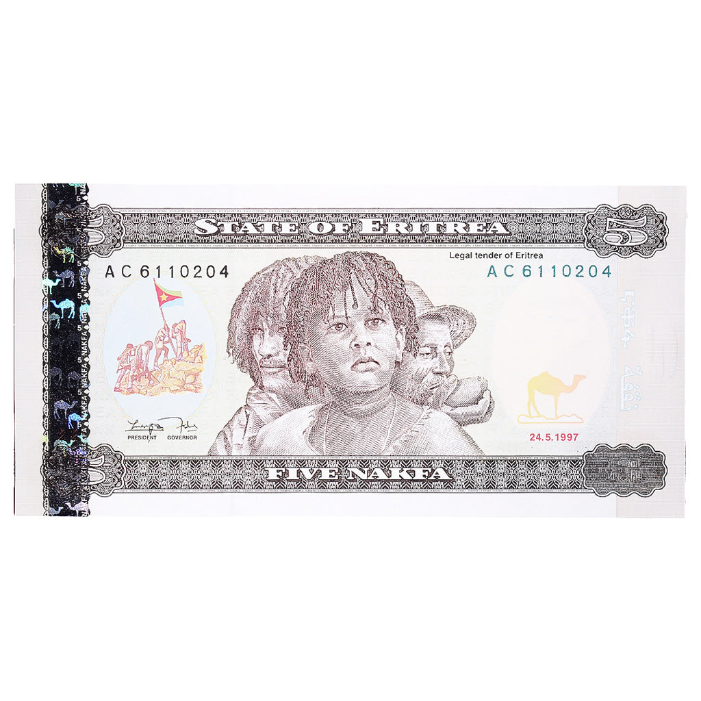 Geldschein, Eritrea, 5 Nakfa, 1997, 1997-05-24, KM:2, UNZ