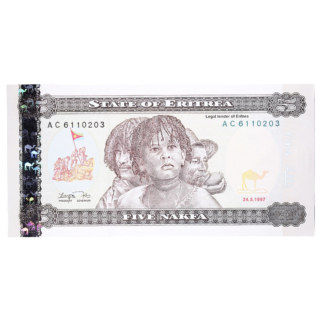 Banknote, Eritrea, 5 Nakfa, 1997, 1997-05-24, KM:2, UNC(65-70)