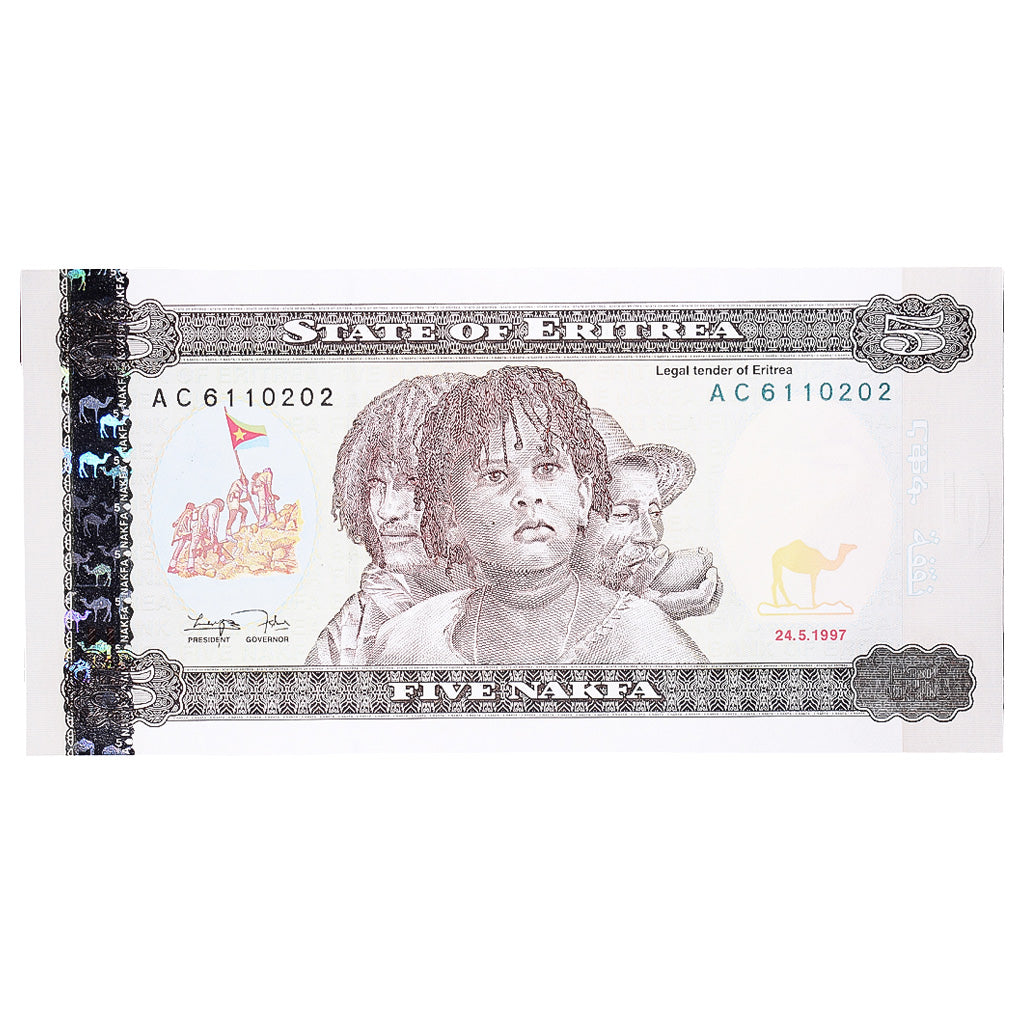 Banknote, Eritrea, 5 Nakfa, 1997, 1997-05-24, KM:2, UNC(65-70)