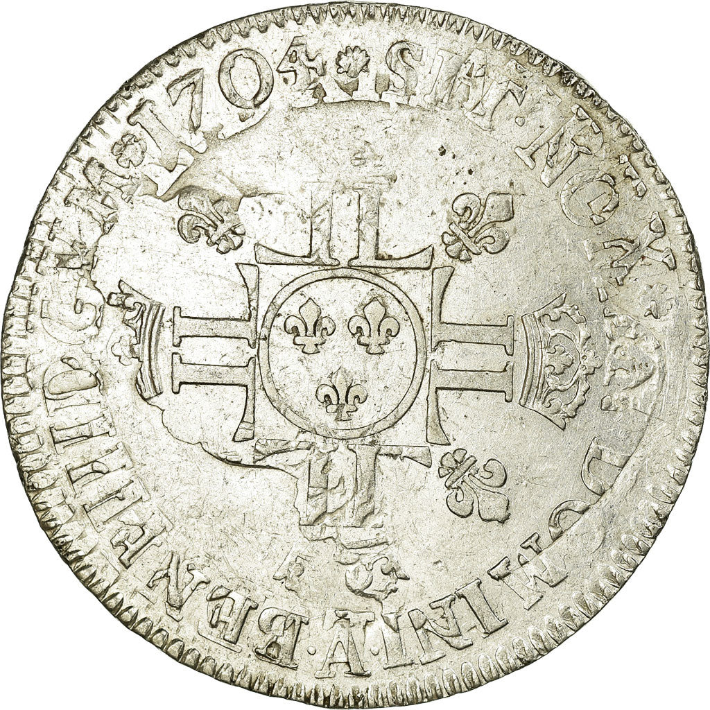 Francia, Louis XIV, 1/2 ECU, 45 Sols, 1/2 Écu aux 8L 2e type, 1704, Paris