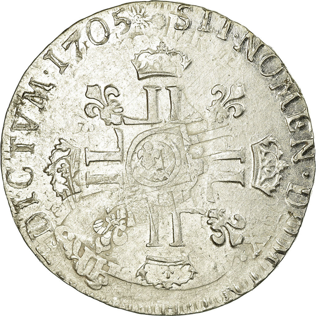 France, 1/2 Ecu, 1705, Silver, EF(40-45), Gadoury:194
