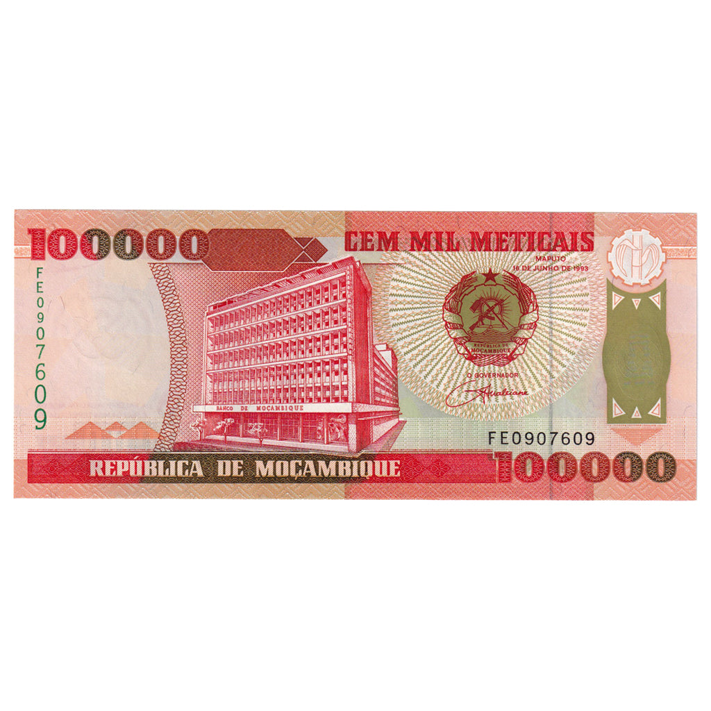 Nota, Moçambique, 100,000 Meticais, 1993, 1993-06-16, KM:139, UNC(65-70)