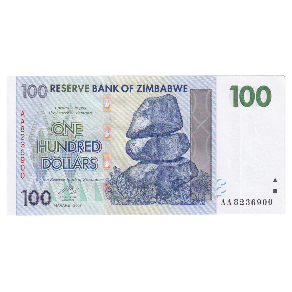 Biljet, Zimbabwe, 100 Dollars, 2007, KM:69, NIEUW