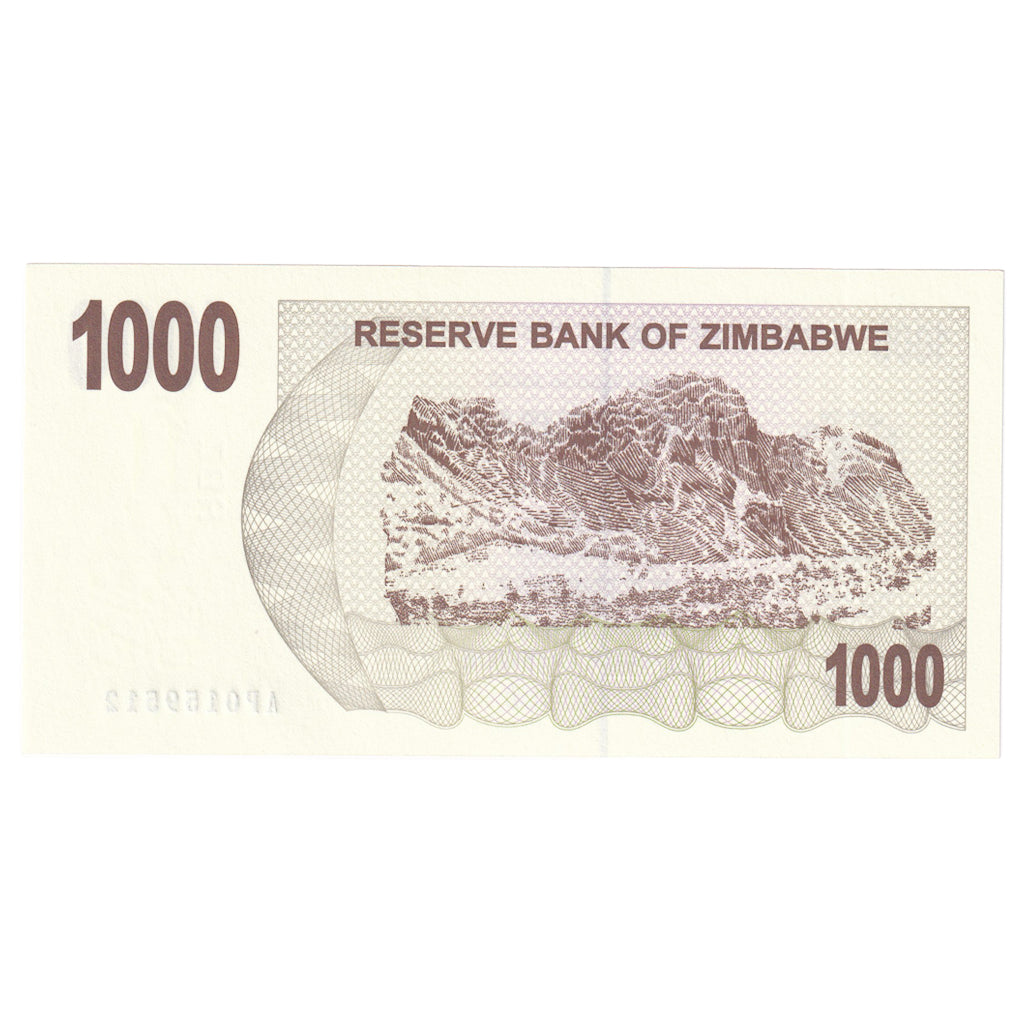 Banknote, Zimbabwe, 1000 Dollars, 2006, 2006-08-01, KM:44, UNC(65-70)
