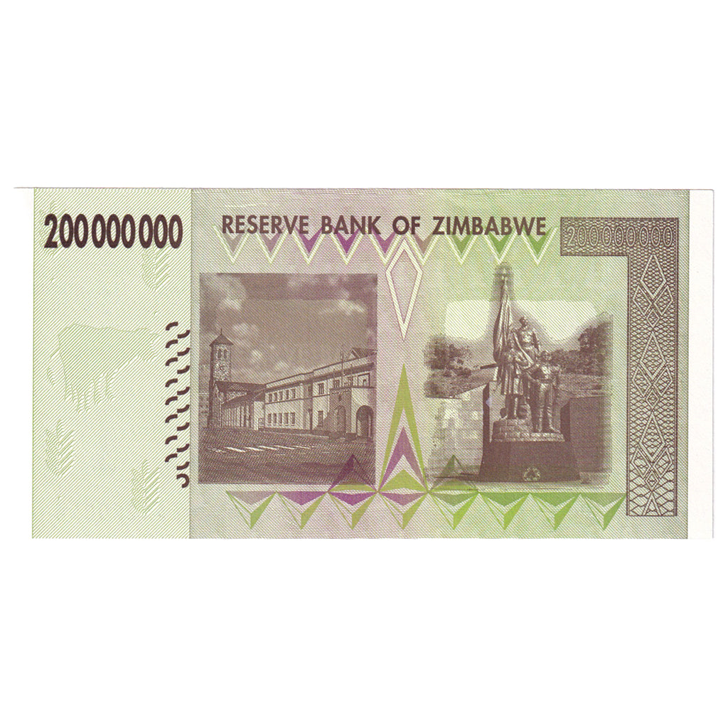 Billete, 200 Million Dollars, 2008, Zimbabue, UNC