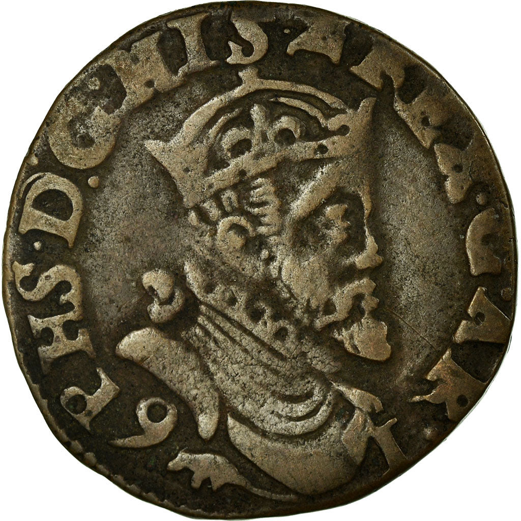 Frankreich, Liard, 1591, Arras, Kupfer, S+, Boudeau:1984