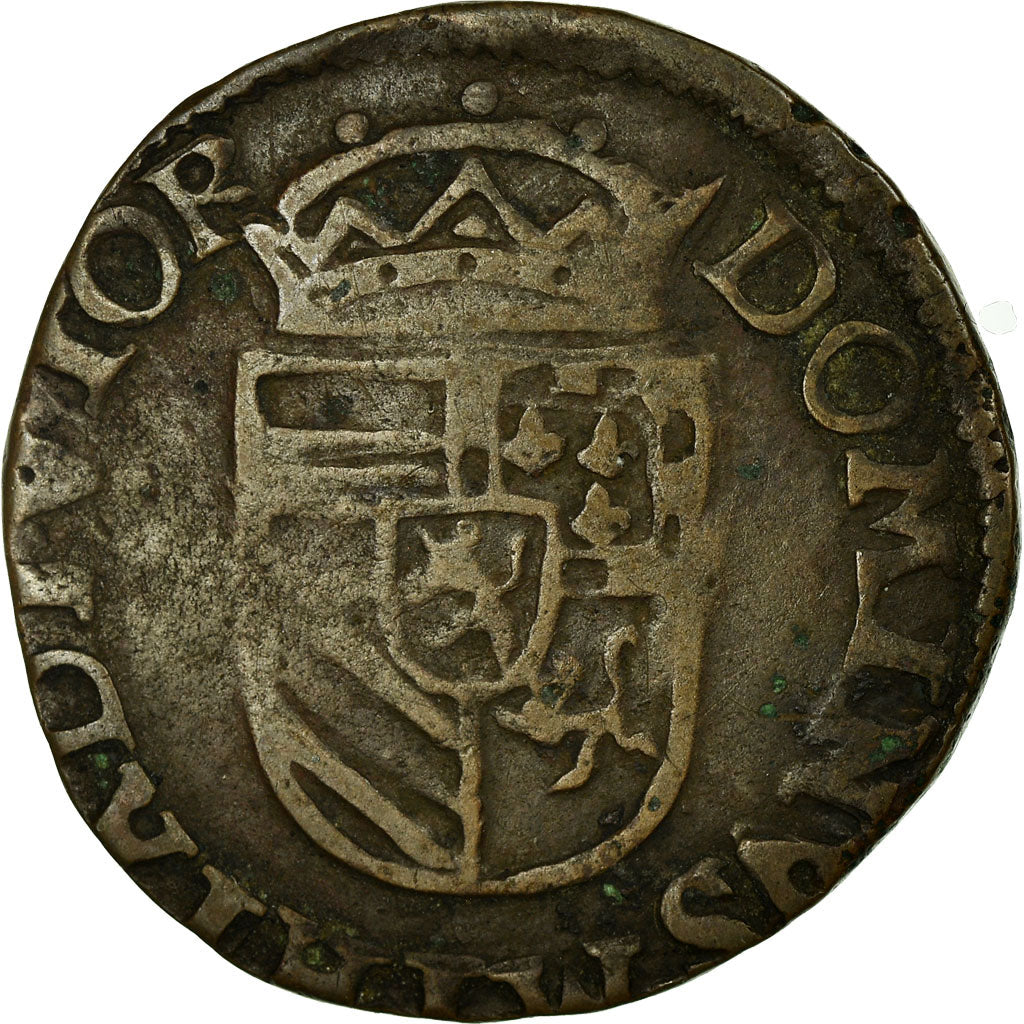Frankreich, Liard, 1591, Arras, Kupfer, S+, Boudeau:1984