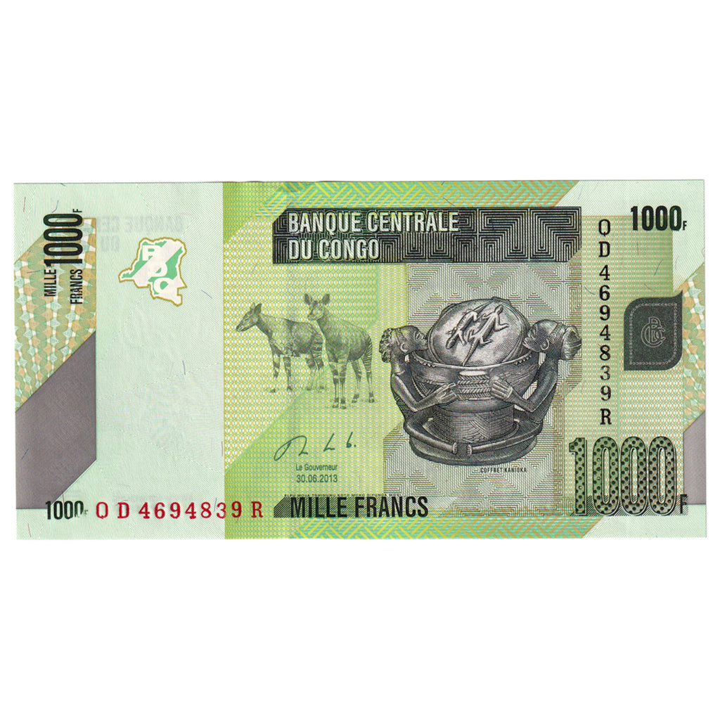 Nota, República Democrática do Congo, 1000 Francs, 2013, 2013-06-30, KM:101b