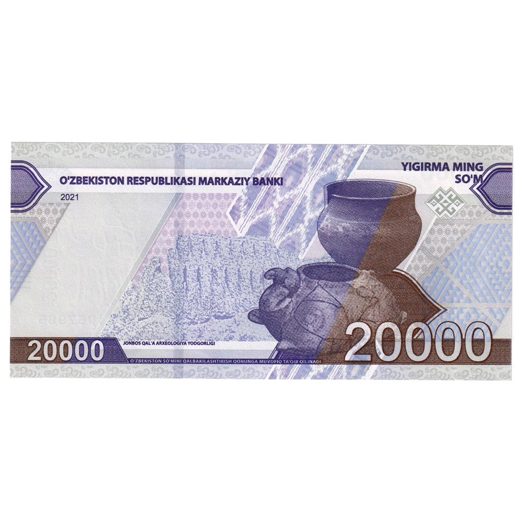 1 Sum, 2021, Uzbekistán, 20000 SUM, UNC