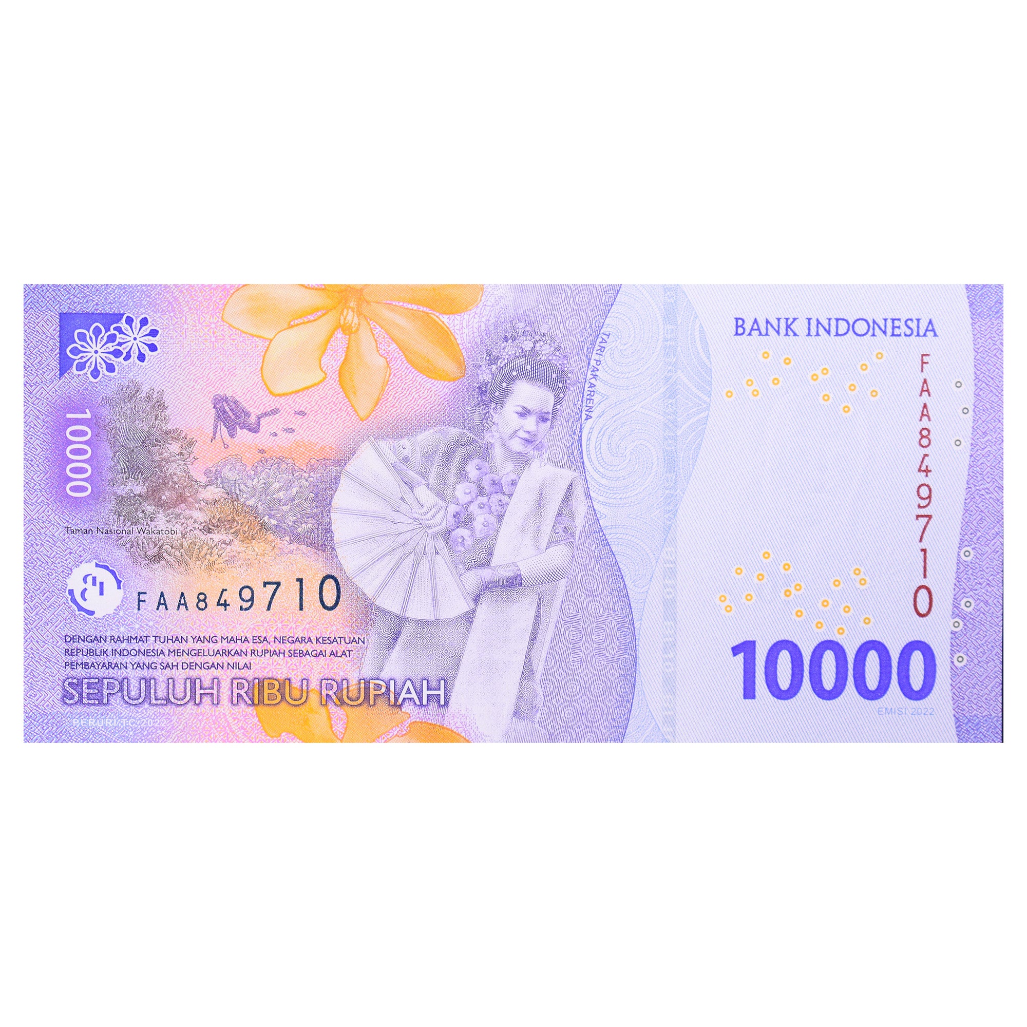 Biljet, Indonesië, 10000 Rupiah, 2022, NIEUW