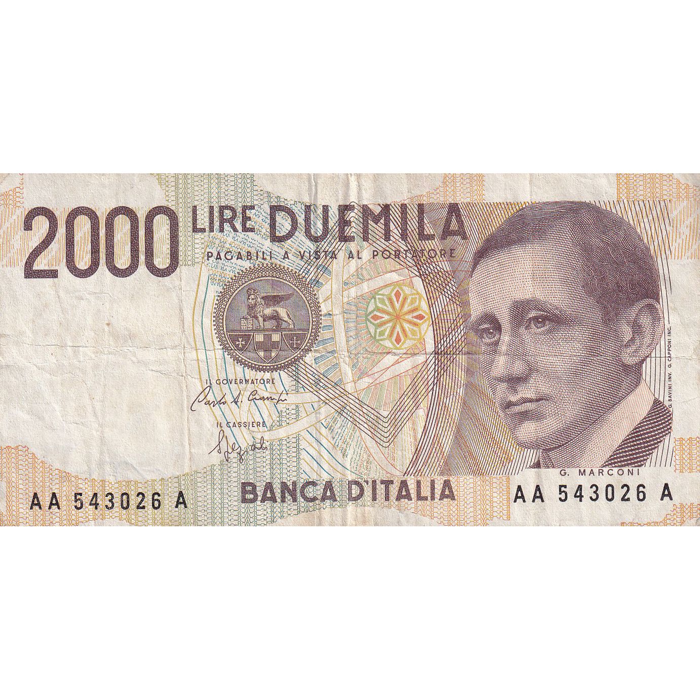 Banknote, Italy, 2000 Lire, 1990-1992, Undated (1990-92), KM:115, VF(20-25)